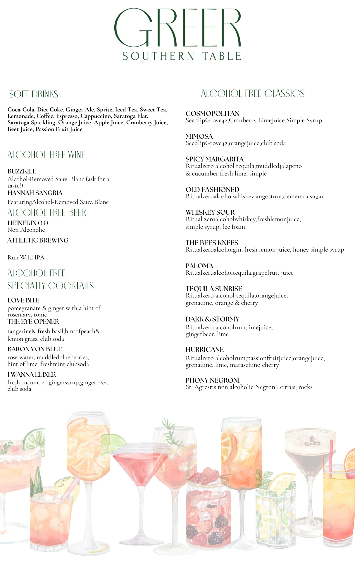 Menu page featuring a variety of delicious dishes and drinks.