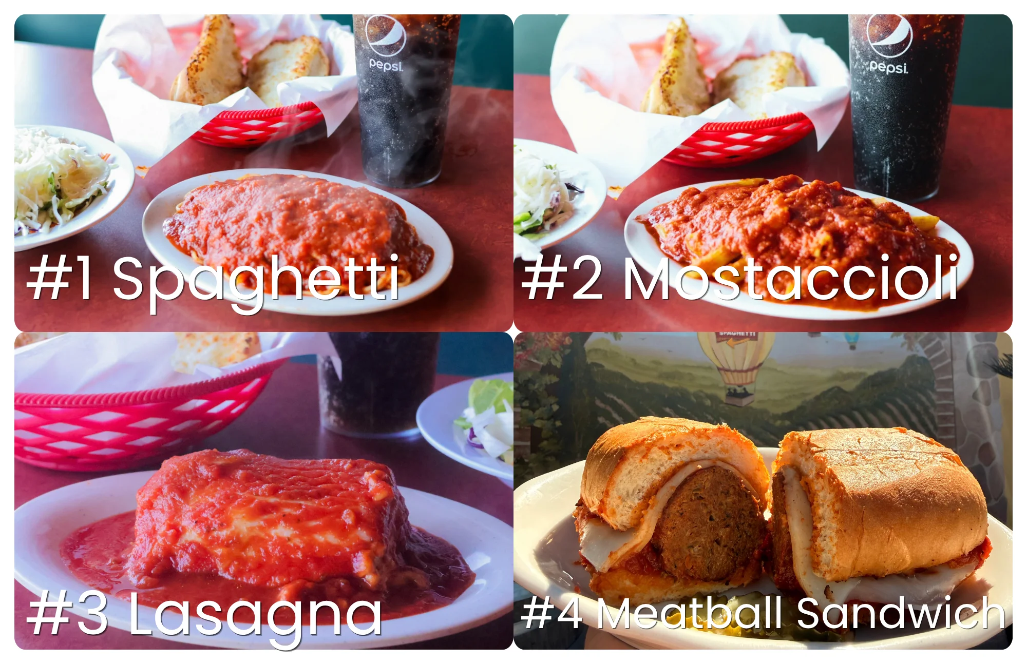 Italian lunch specials featuring pasta and sandwiches