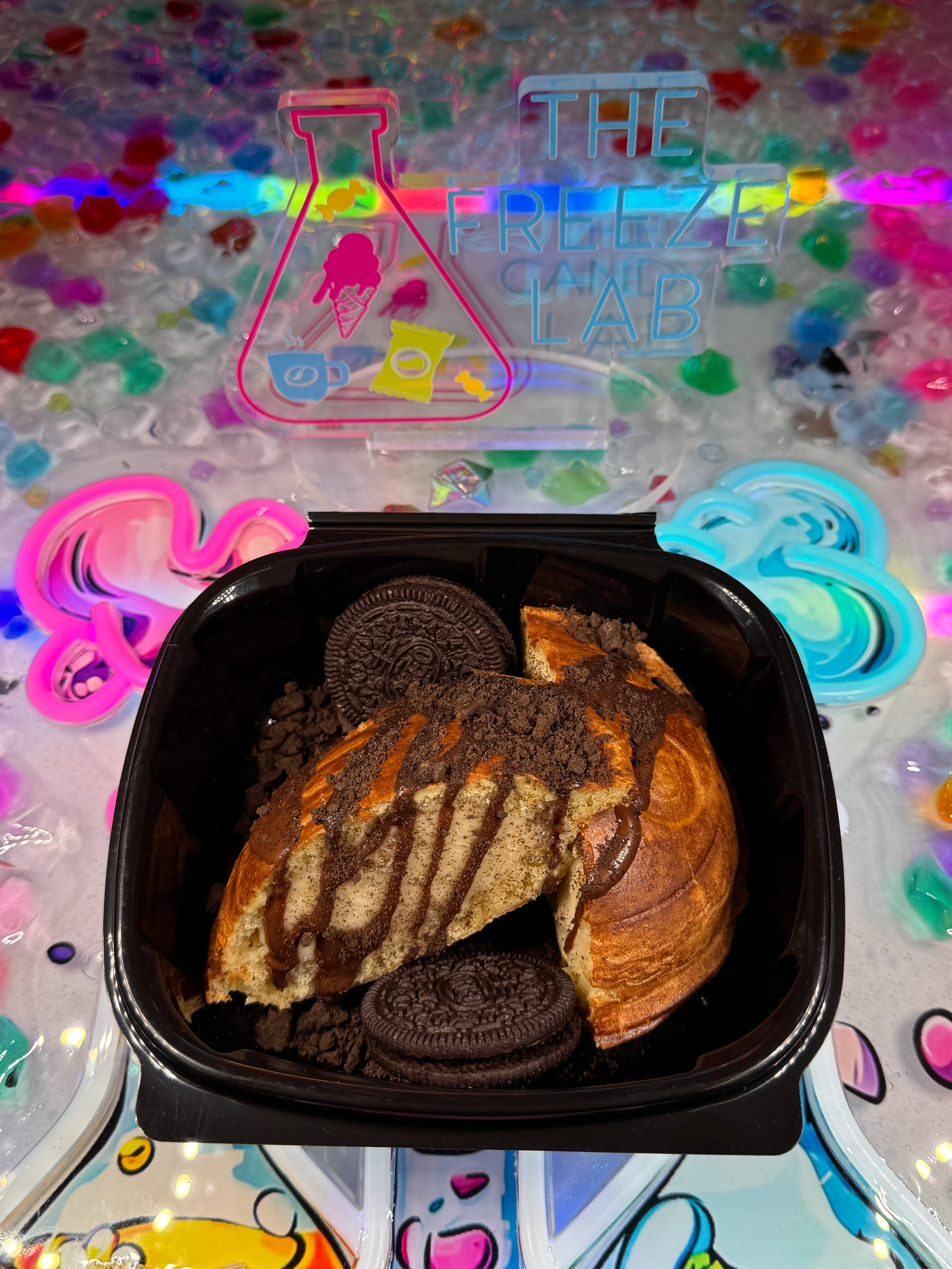 Chocolate-drizzled Oreo dessert from the Freeze Lab at The Snack Lab