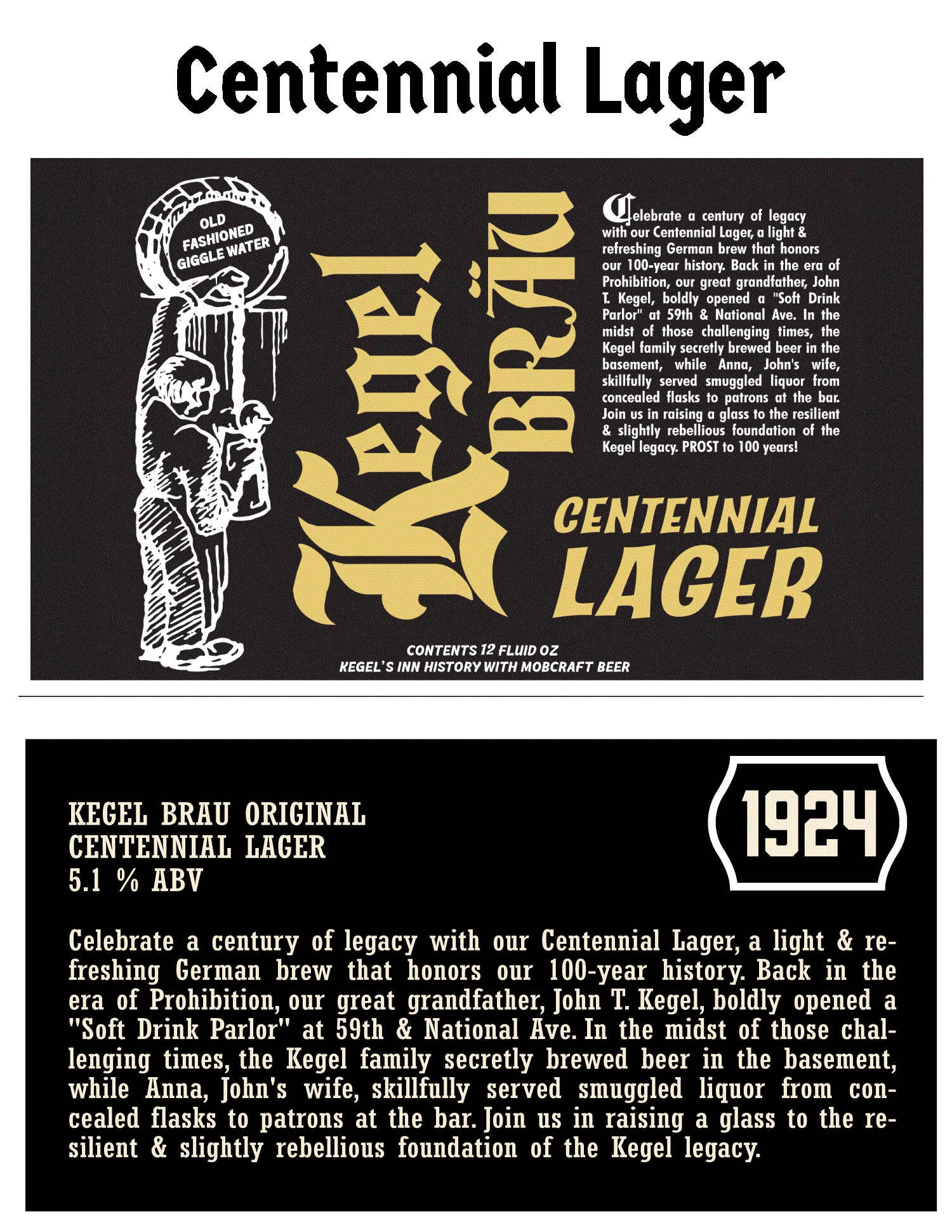Centennial Lager beer label celebrating 100 years of brewing heritage