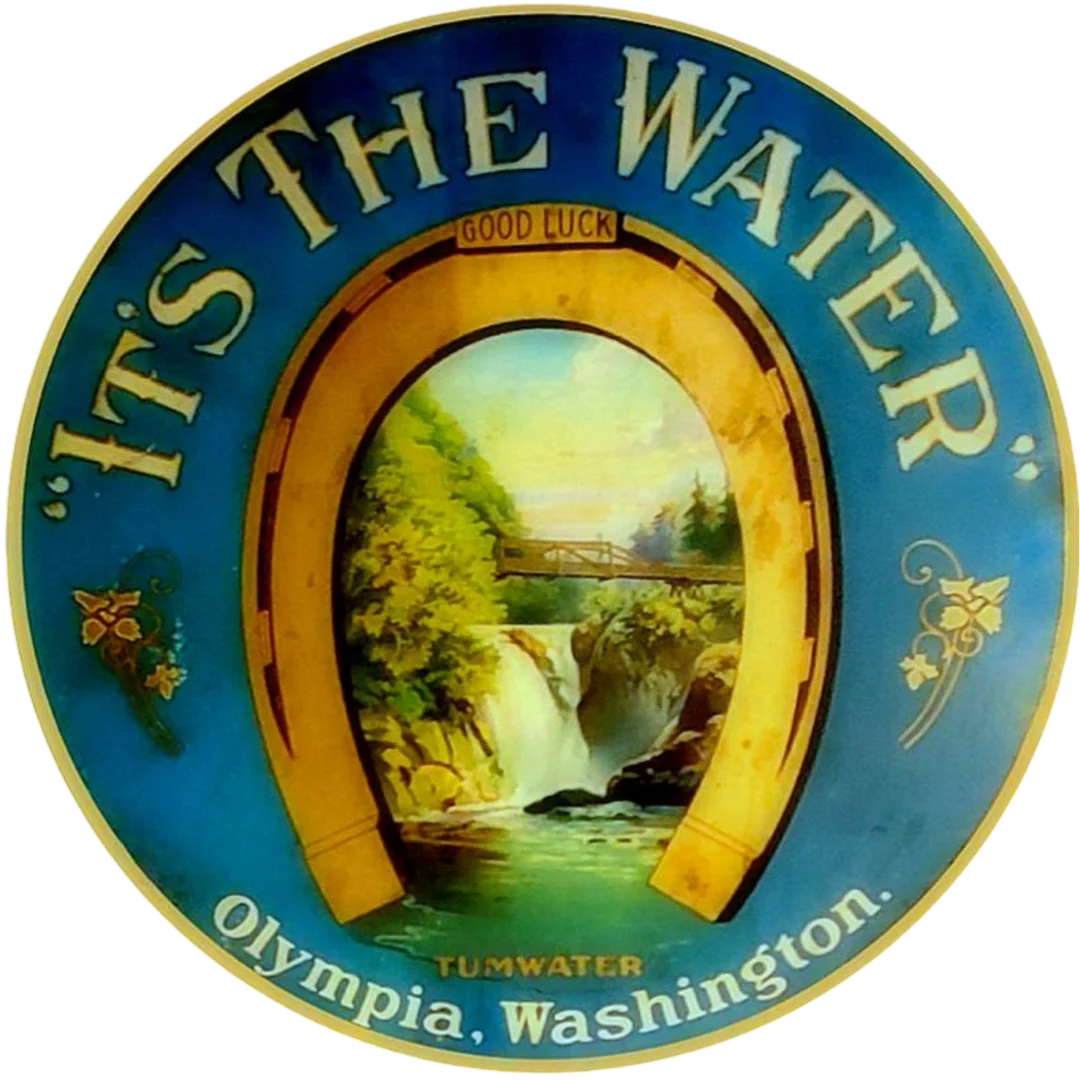 Vintage Olympia, Washington water-themed artwork