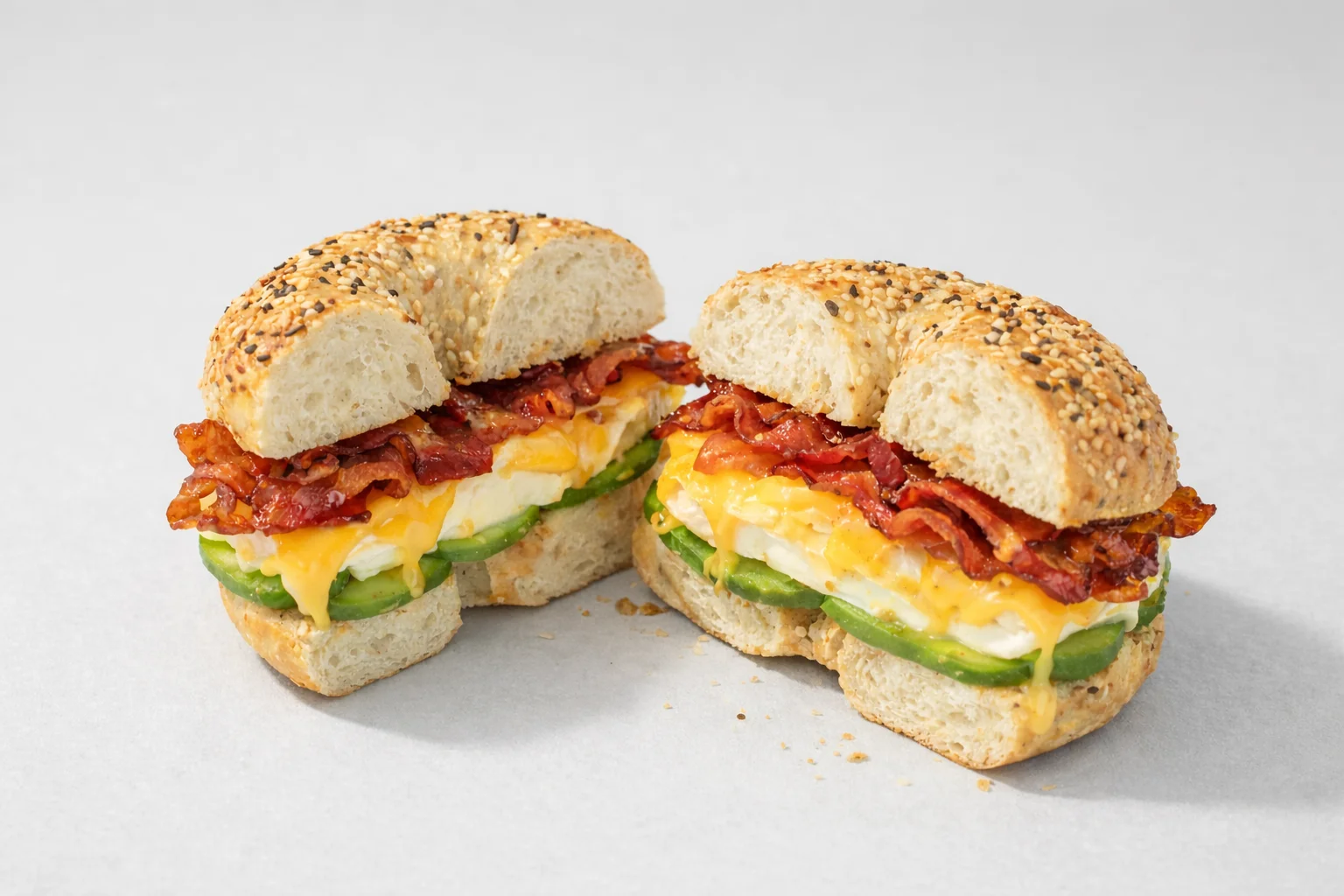 Savory breakfast sandwich with bacon and cheese