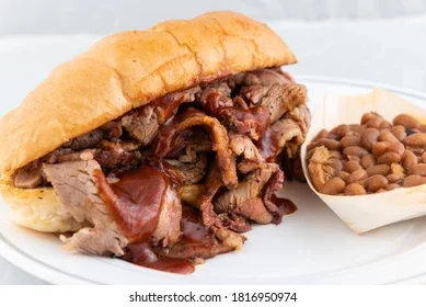 Texas-style brisket sandwich with barbecue sauce