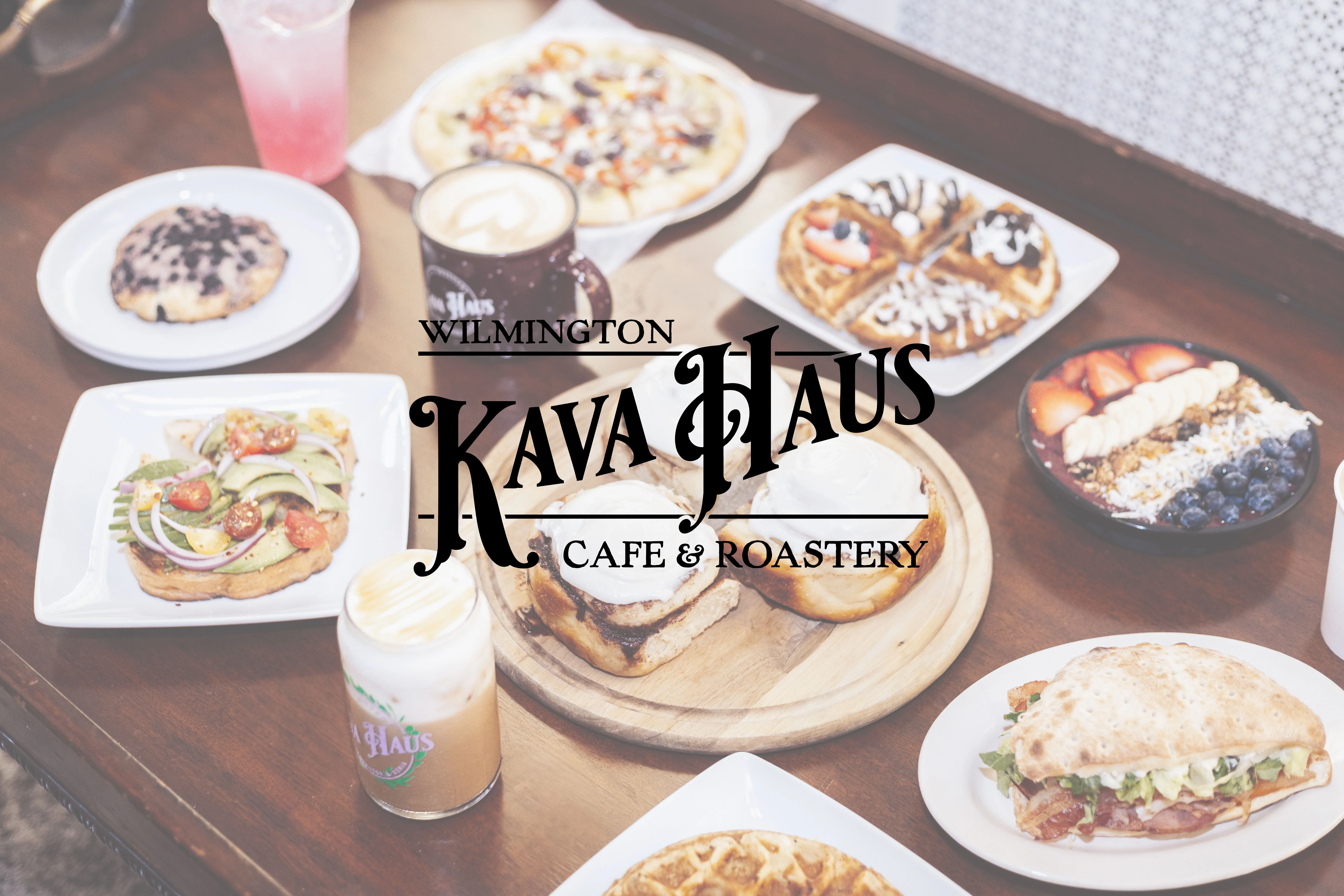 Assorted brunch dishes at a cozy café