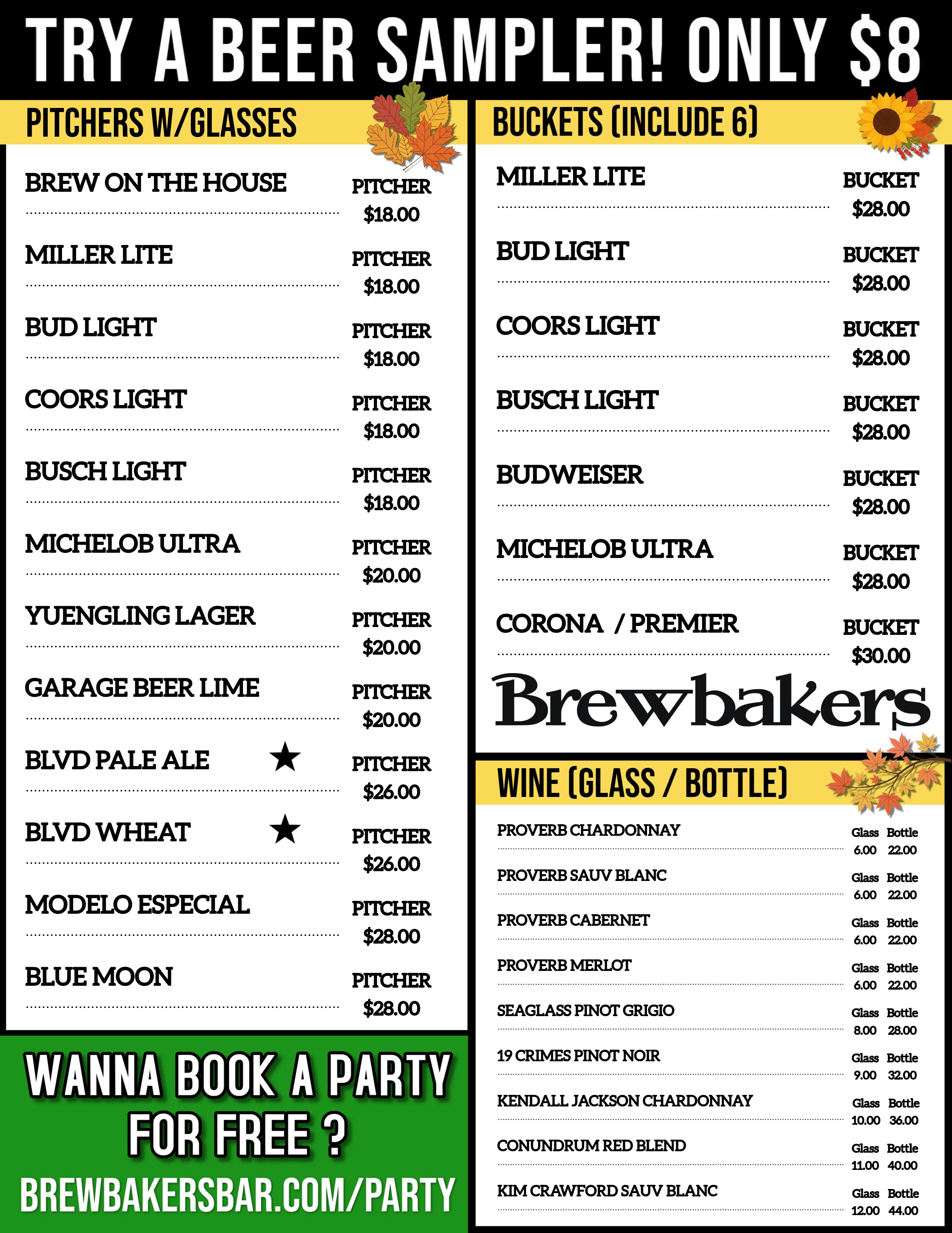 A detailed beer list featuring various craft beers and styles.