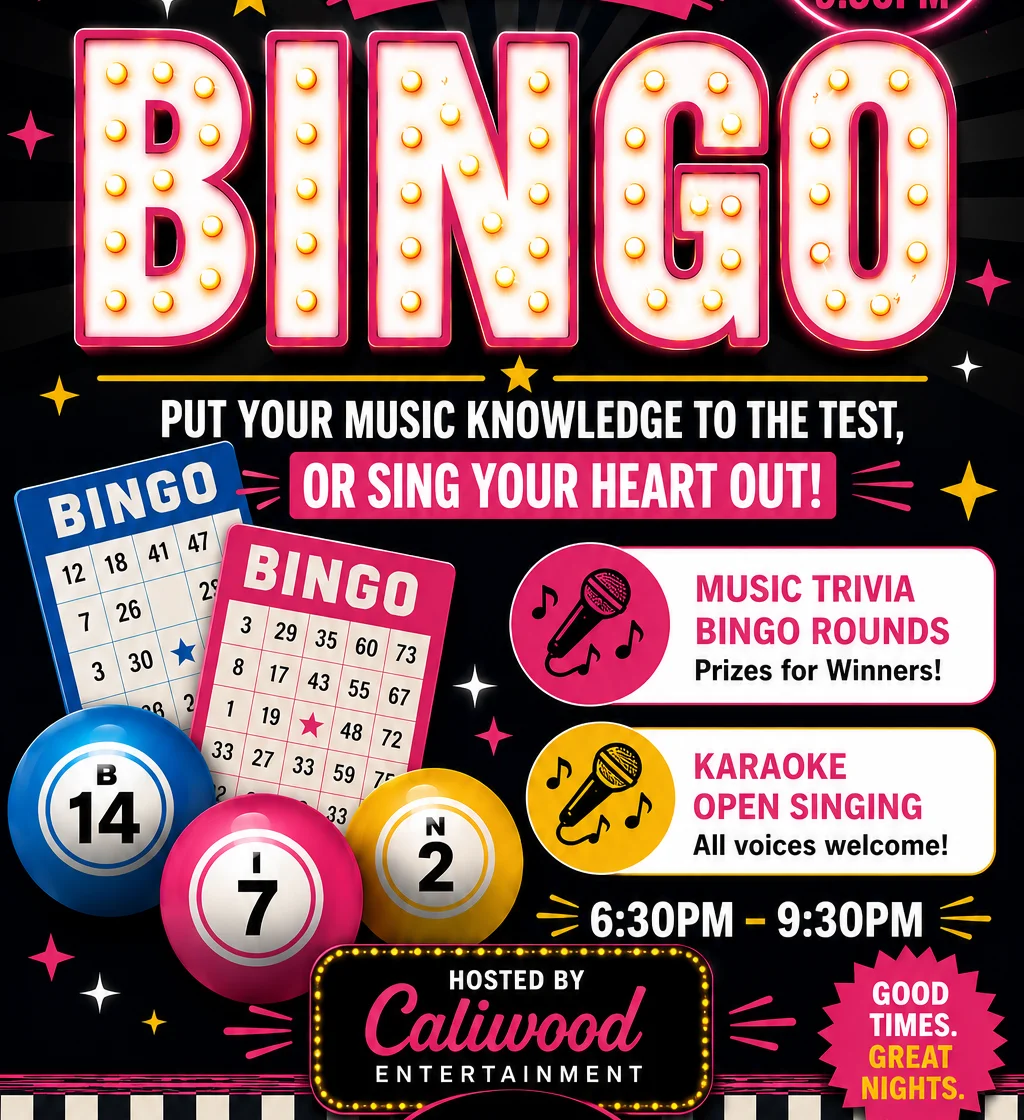 Music Bingo and Karaoke Thursdays 6:30pm