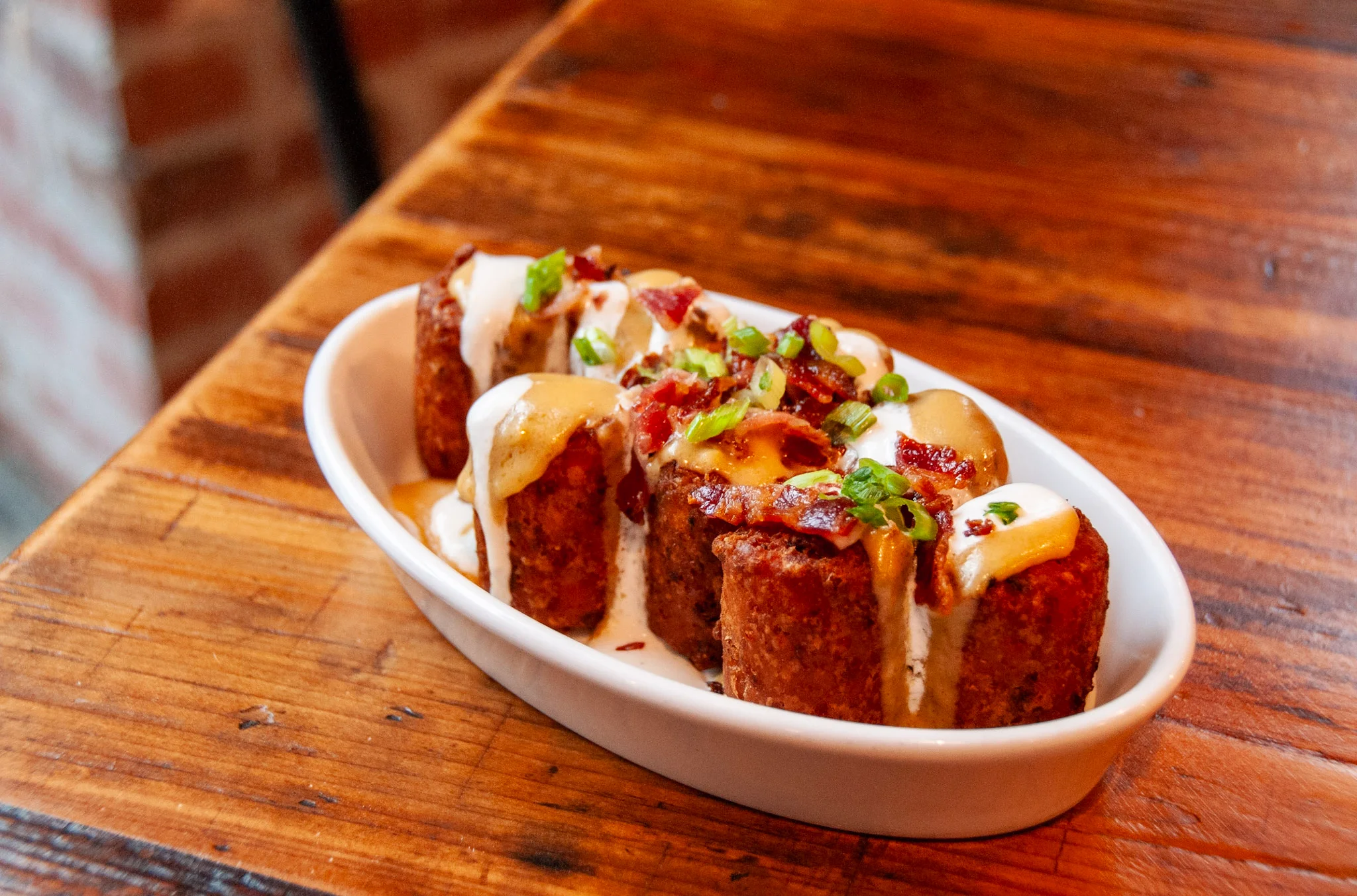 Loaded potato skins topped with cheese and bacon