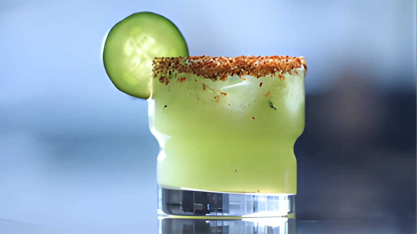 Refreshing cucumber cocktail with a spicy rim