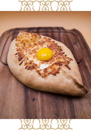 Georgian khachapuri with a runny egg yolk