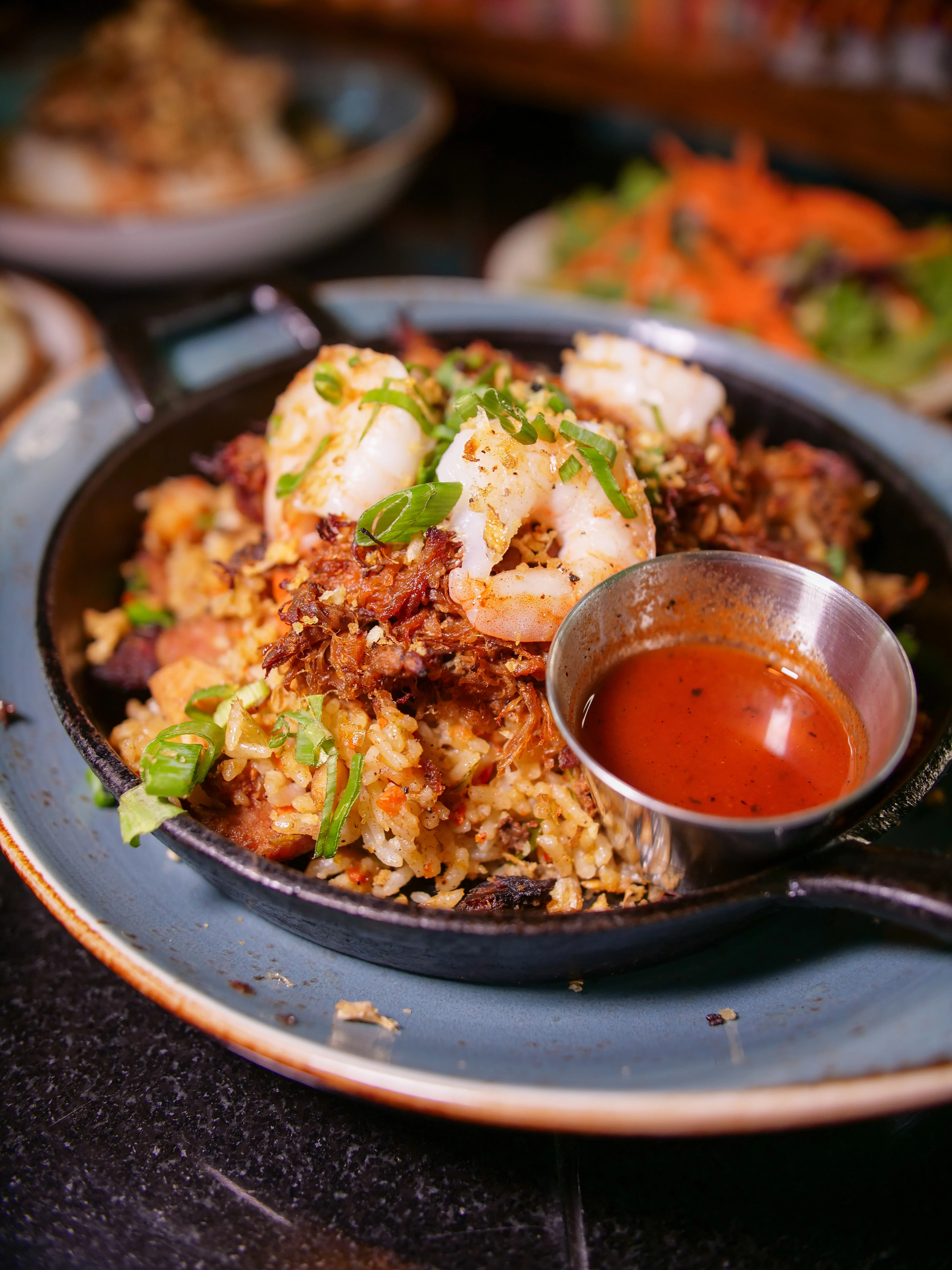 Savory Malaysian nasi goreng with shrimp and spicy sauce