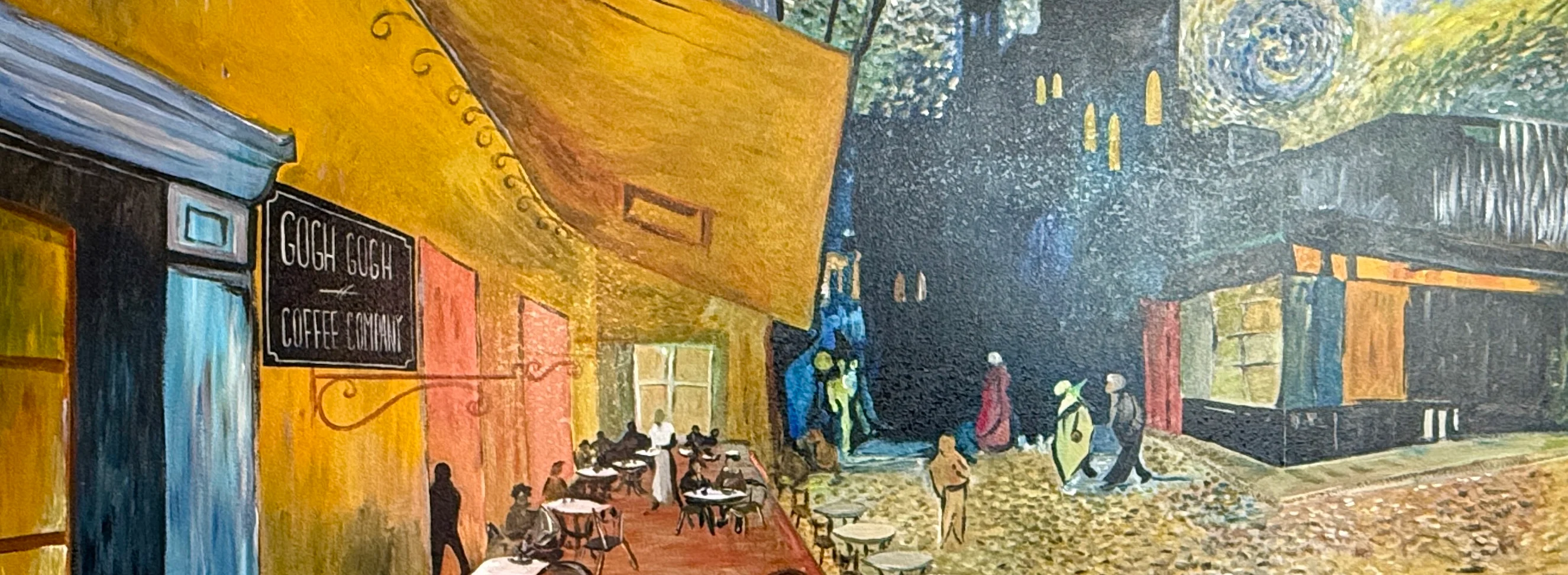 Vibrant café scene inspired by Van Gogh's art