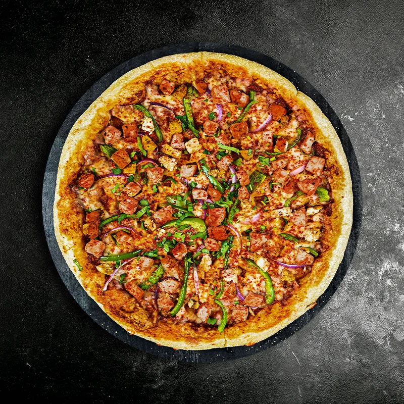 Loaded meat lover's pizza with fresh toppings