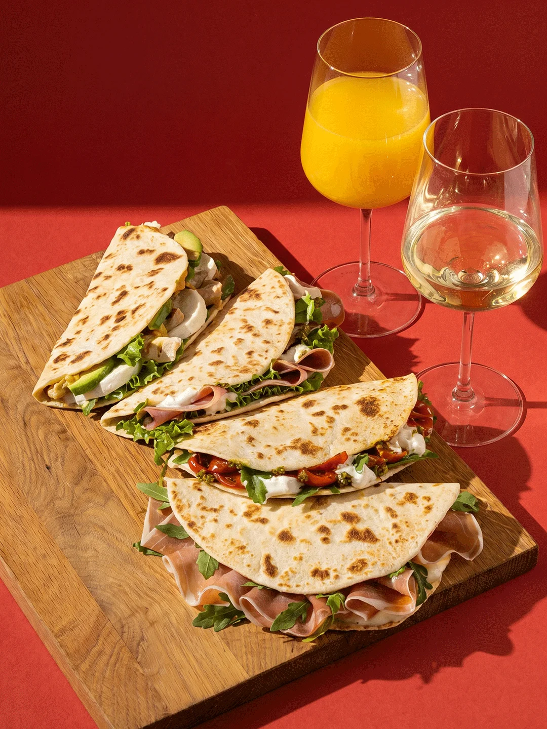 Italian piadina with assorted fillings