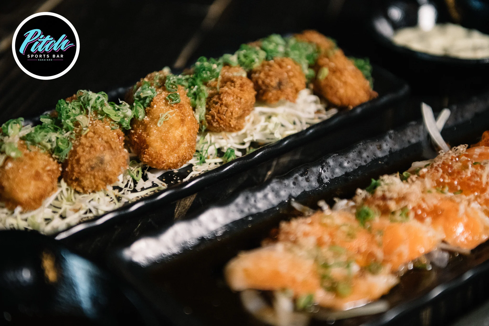 Japanese fried oysters served with cabbage