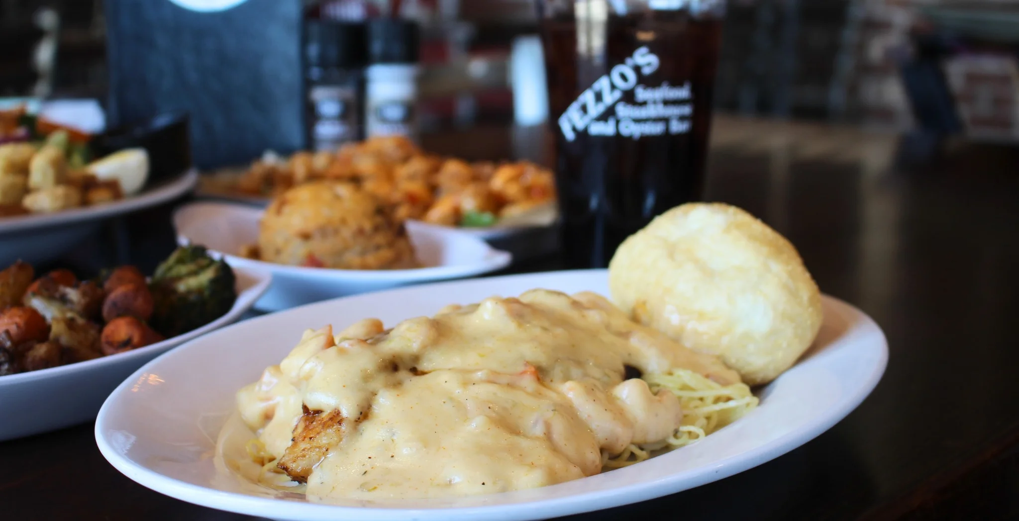 Table full of food. 