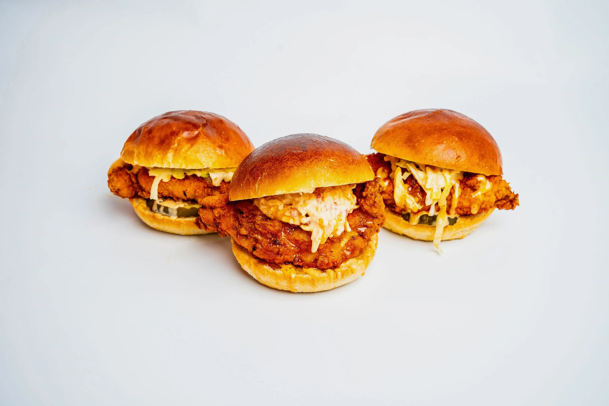 Crispy fried chicken sandwiches with slaw