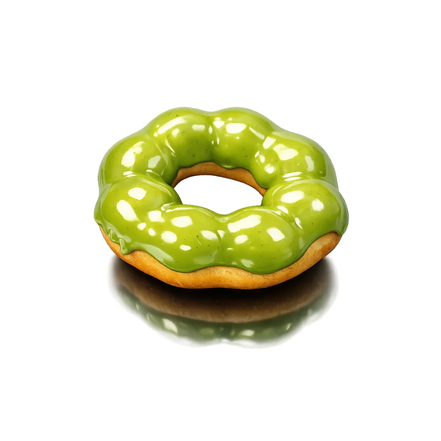Matcha mochi donut with green matcha glaze