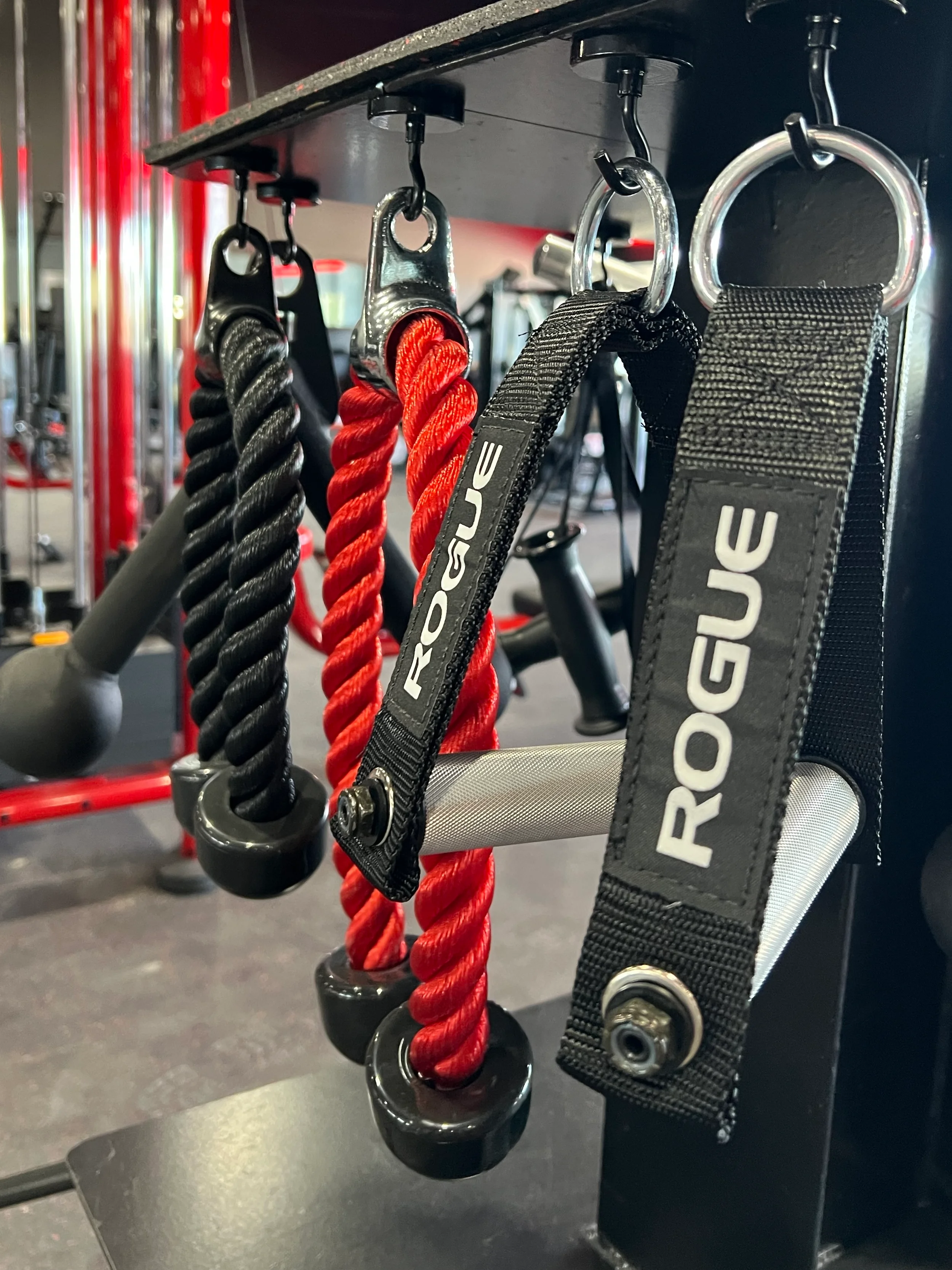 Gym equipment attachments in a fitness center