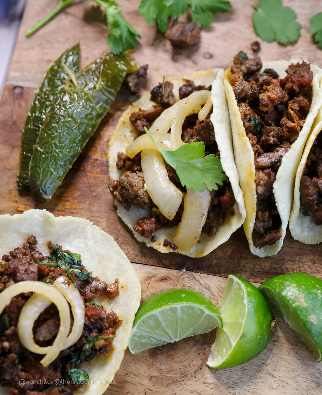 Authentic Mexican street tacos with beef and onions