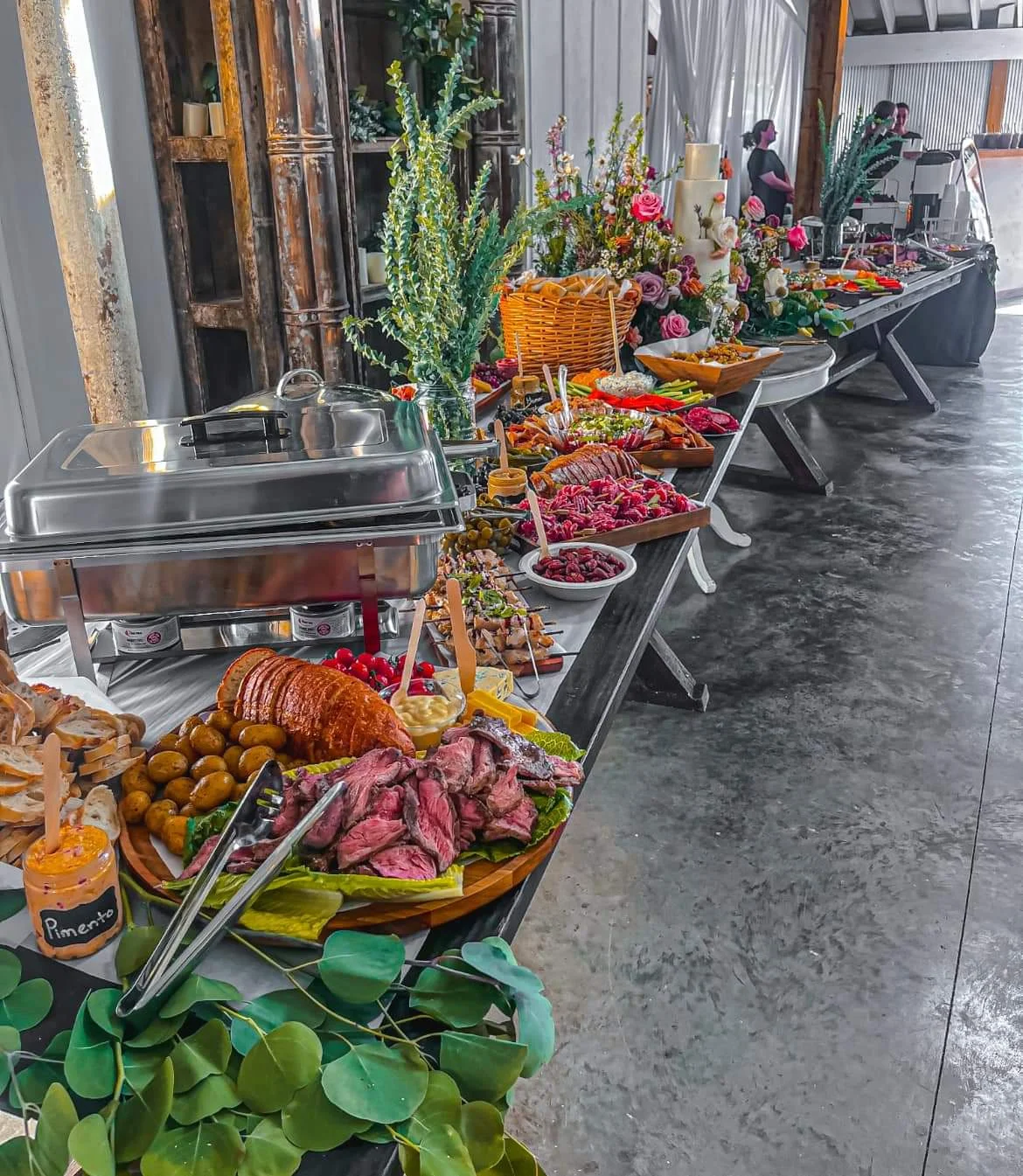 Elegant buffet spread featuring assorted meats and appetizers