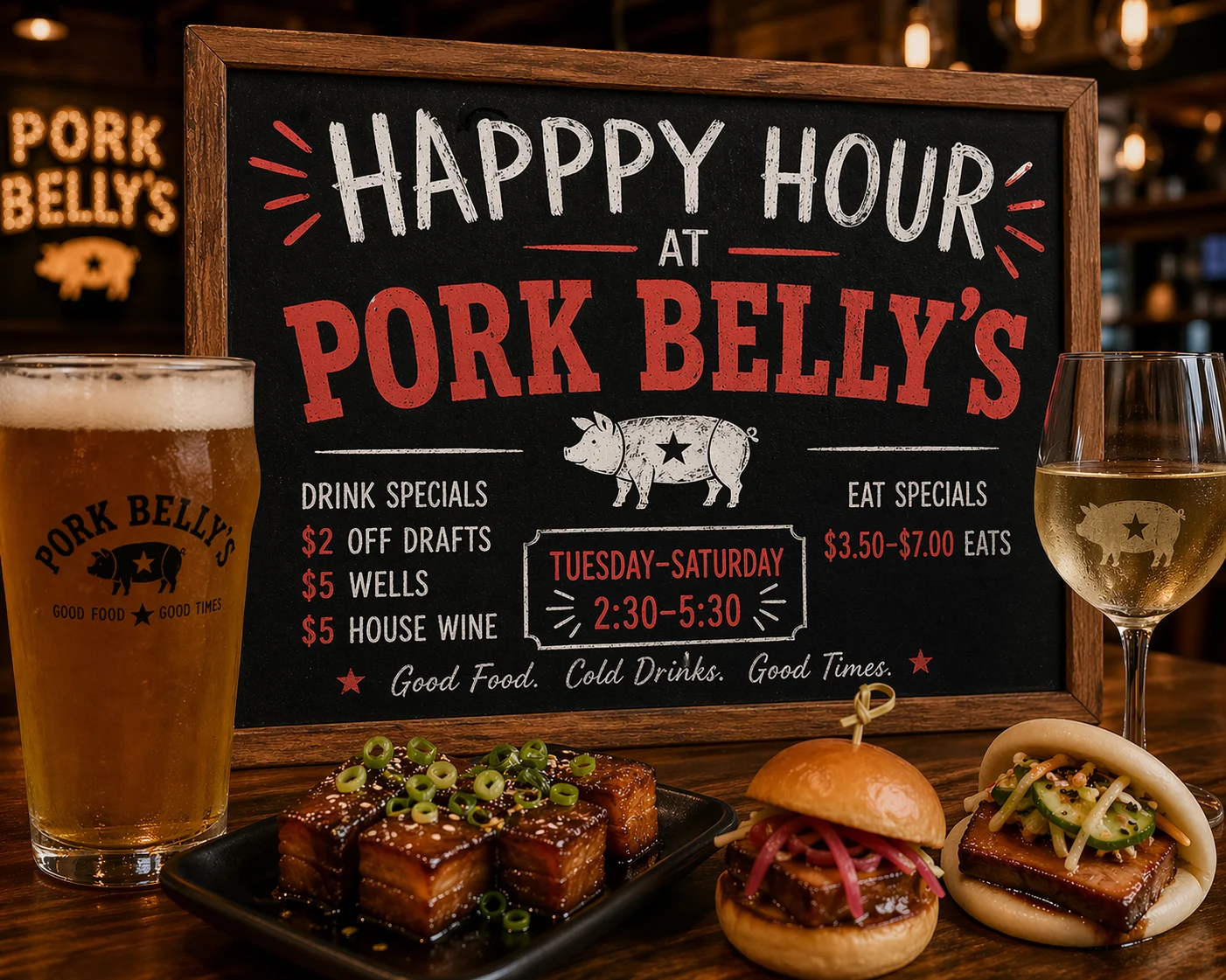 Happy Hour drinks and eats