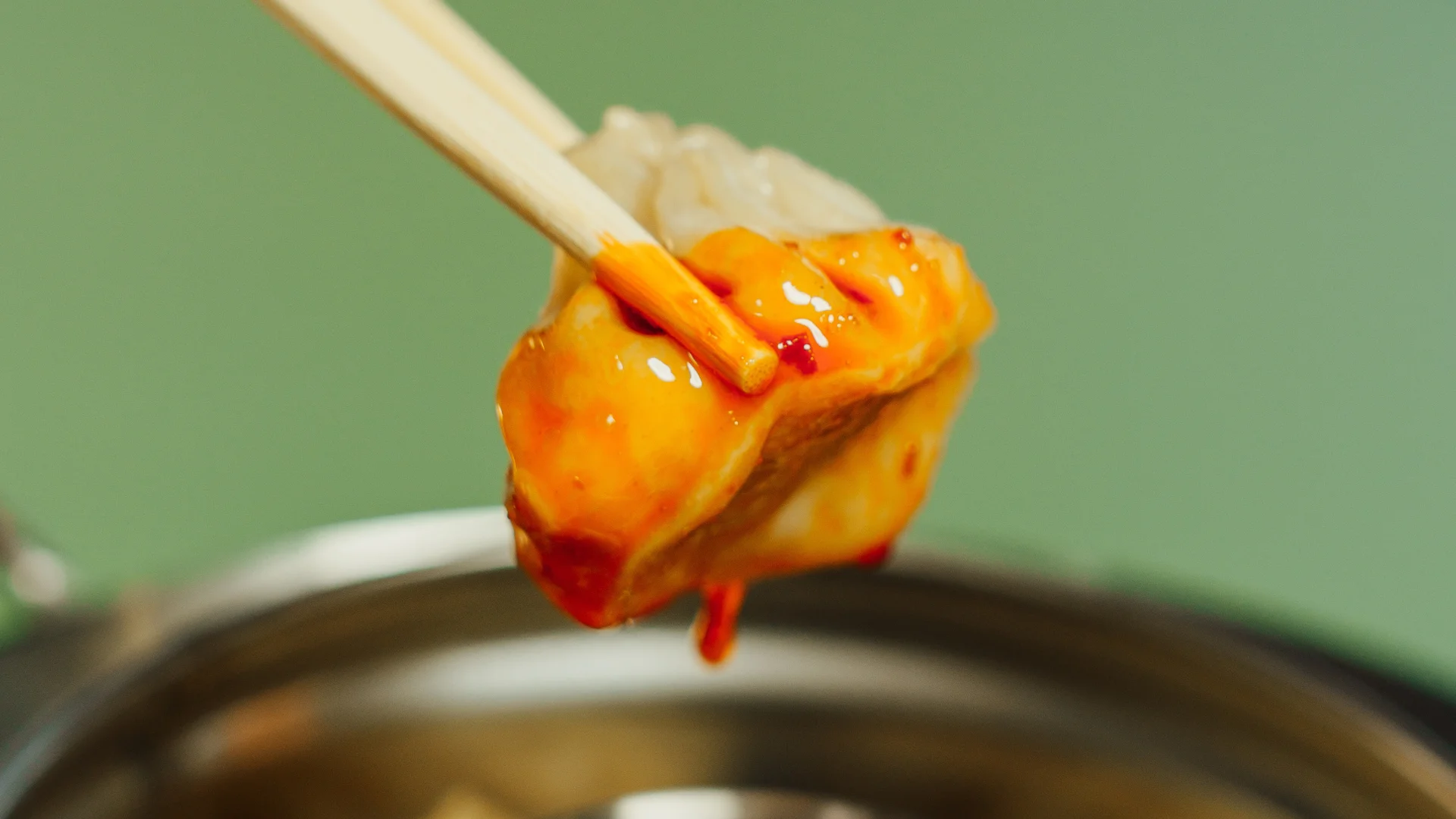 Spicy Chinese dumpling with chili sauce