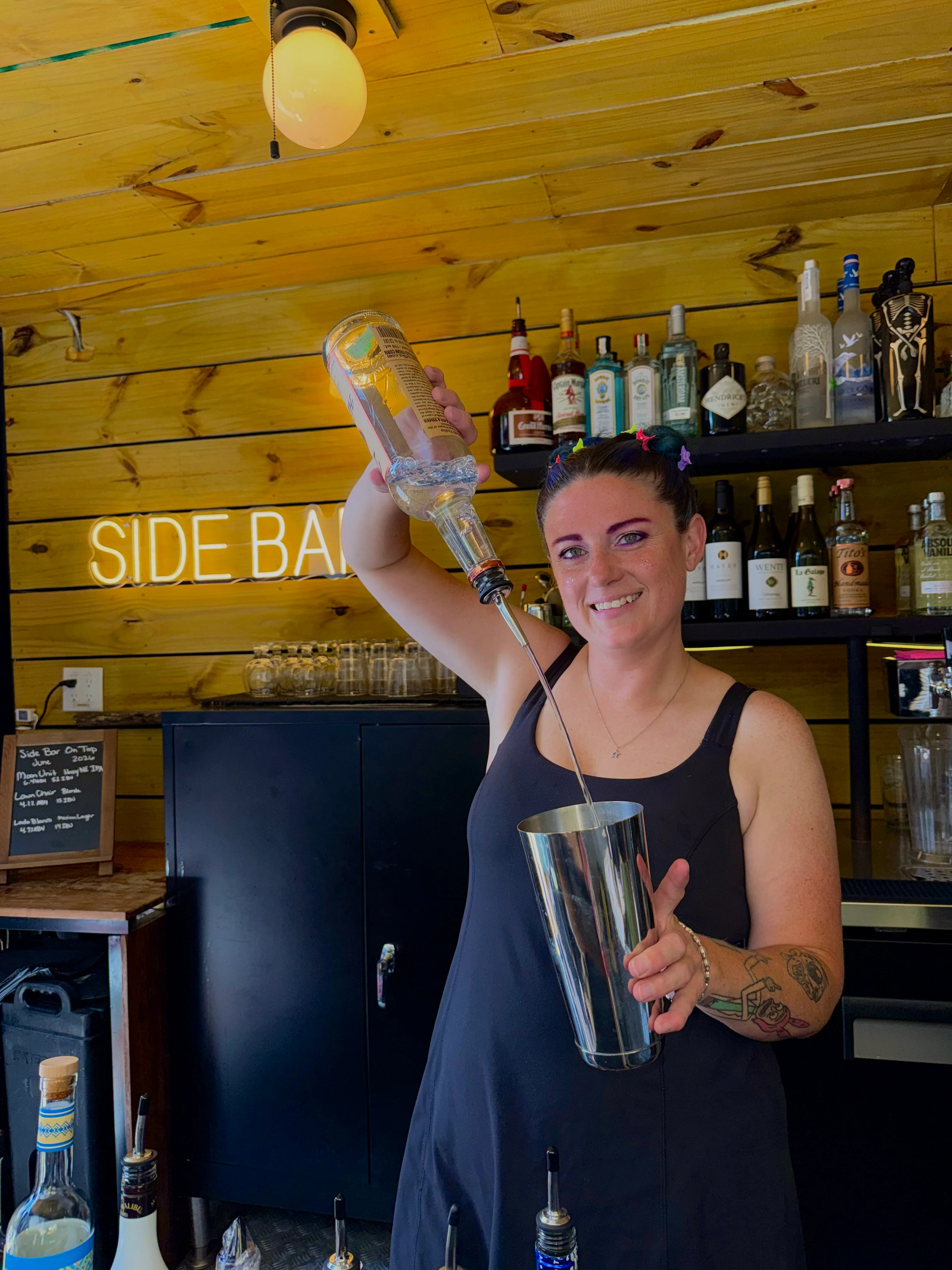 Refreshing frozen mango slush with a lime garnish