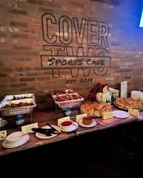 Buffet spread at Cover Two Sports Cafe with various snacks