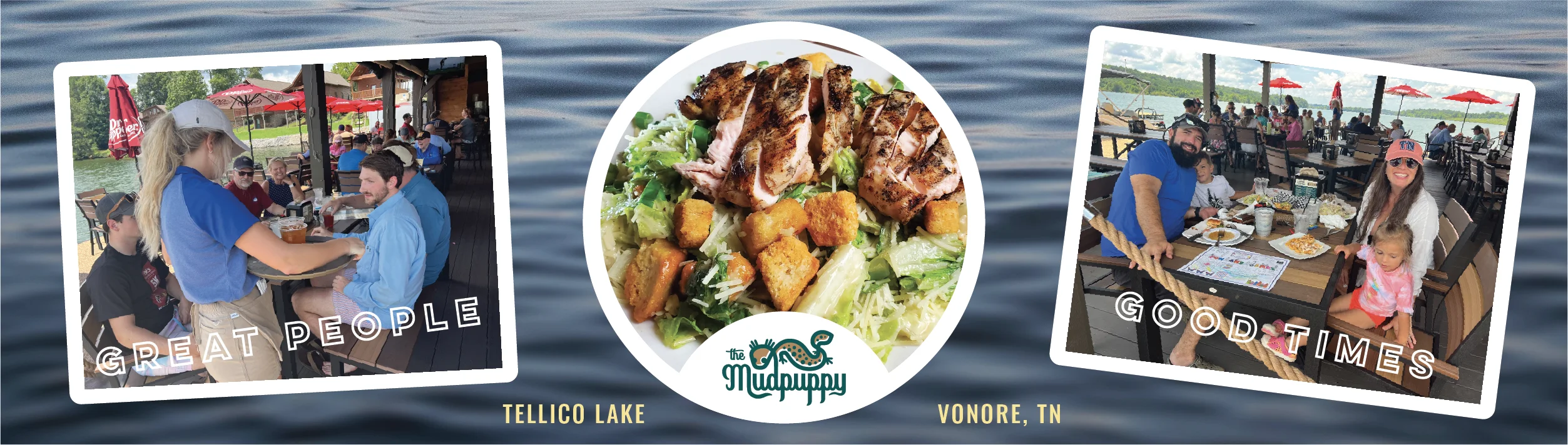 Outdoor dining at Tellico Lake with families enjoying meals