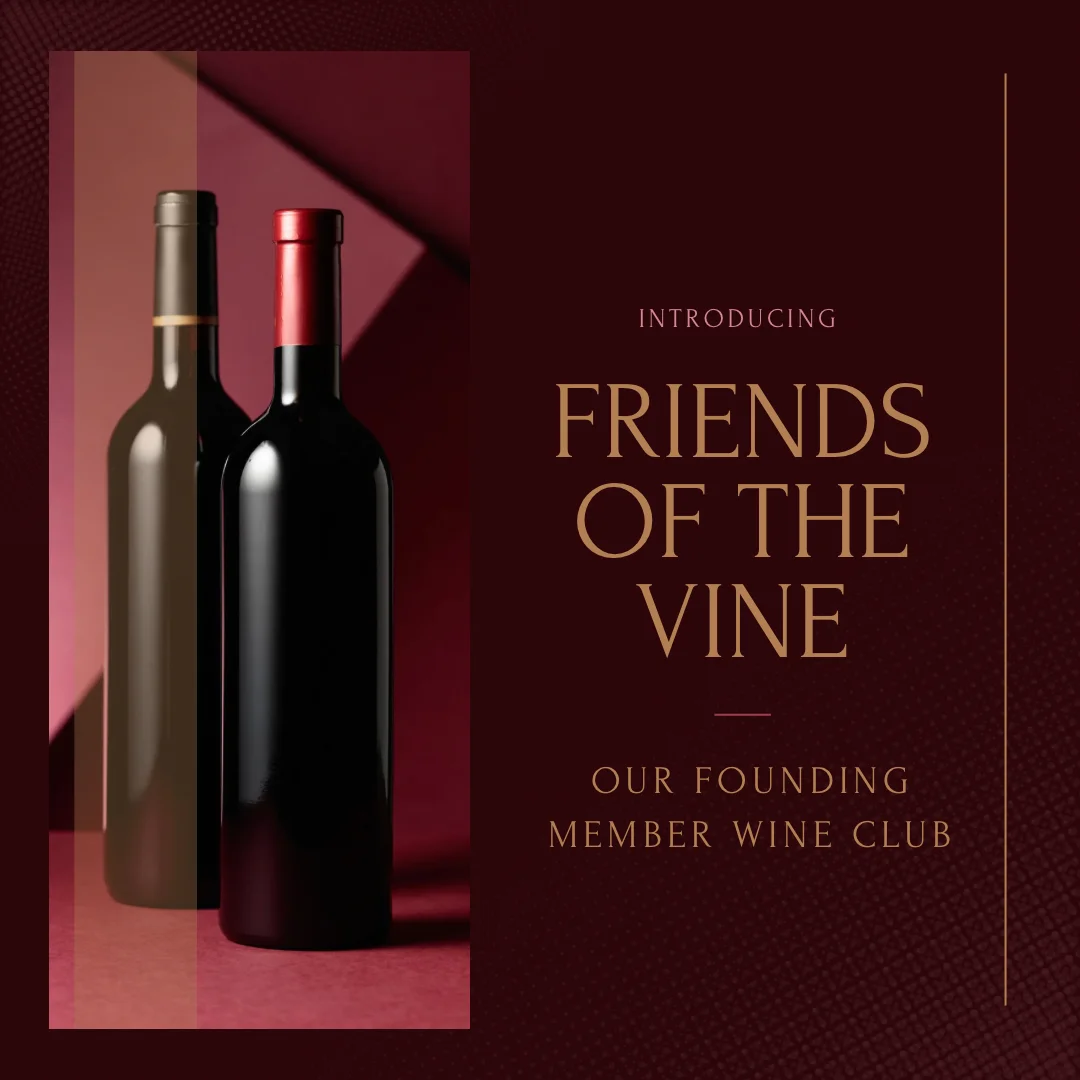Introducing Friends of the Vine wine club with elegant bottles