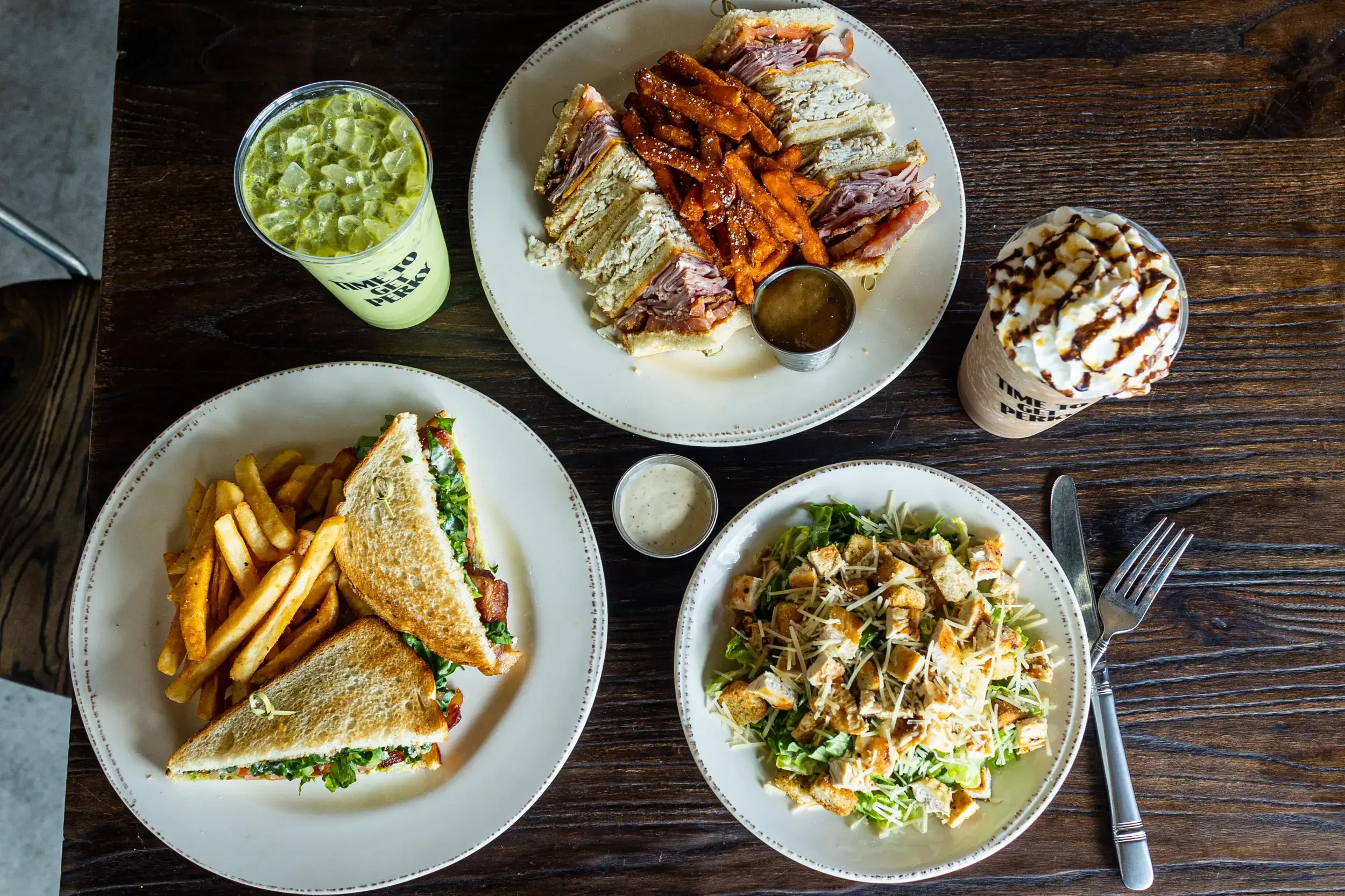 flat lay of menu items