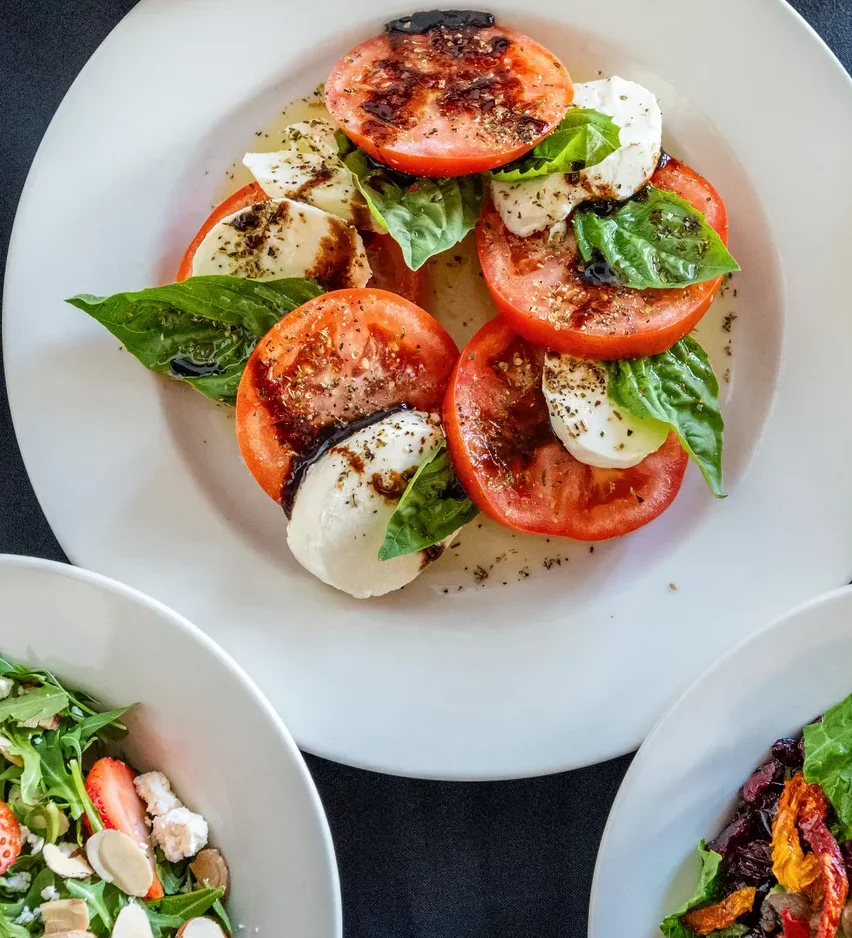 Assorted fresh salads in a Mediterranean style