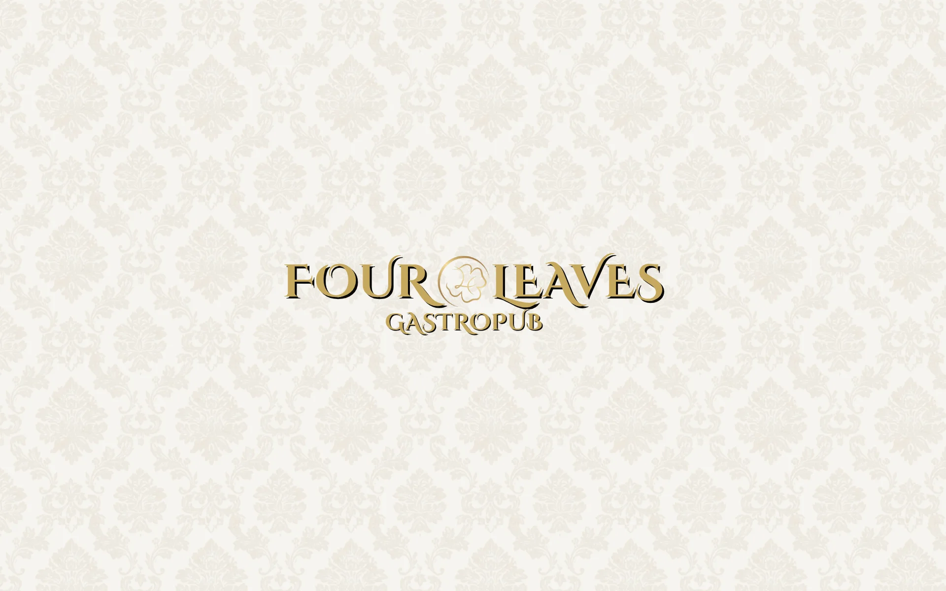 Elegant logo of Four Leaves Gastropub on a decorative background