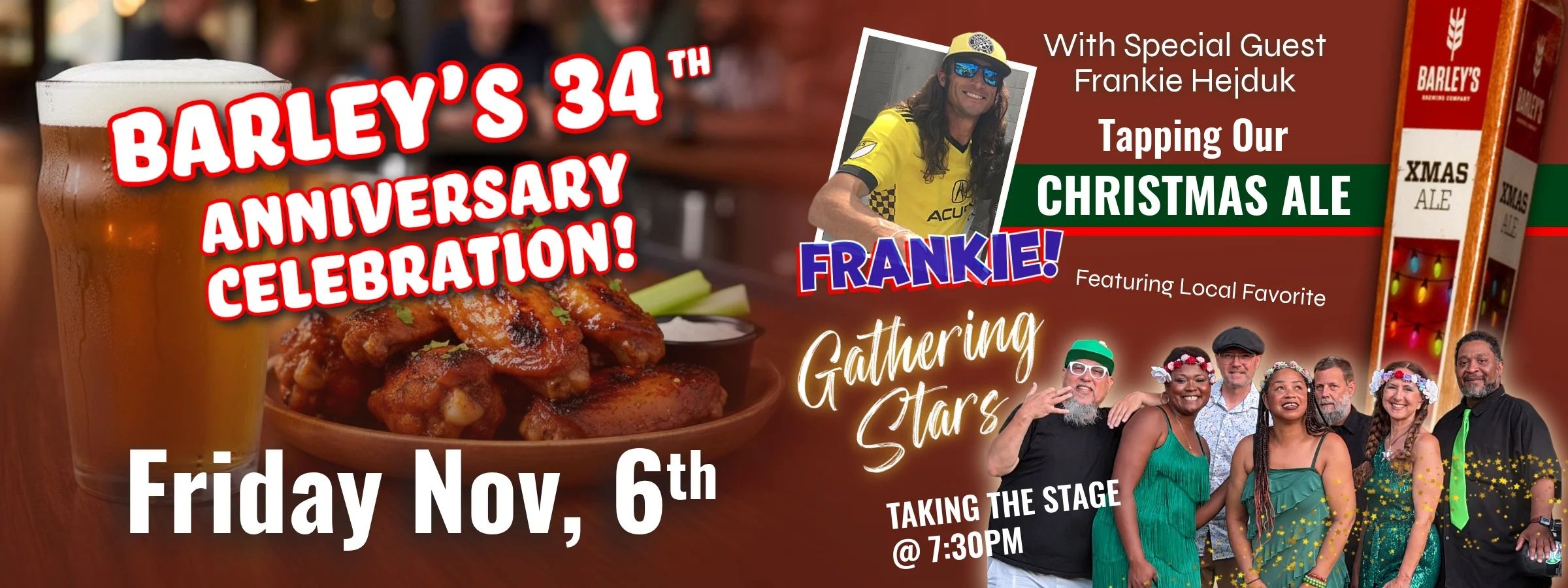 barleys 34th anniversary celebration & Christmas ale tapping graphic