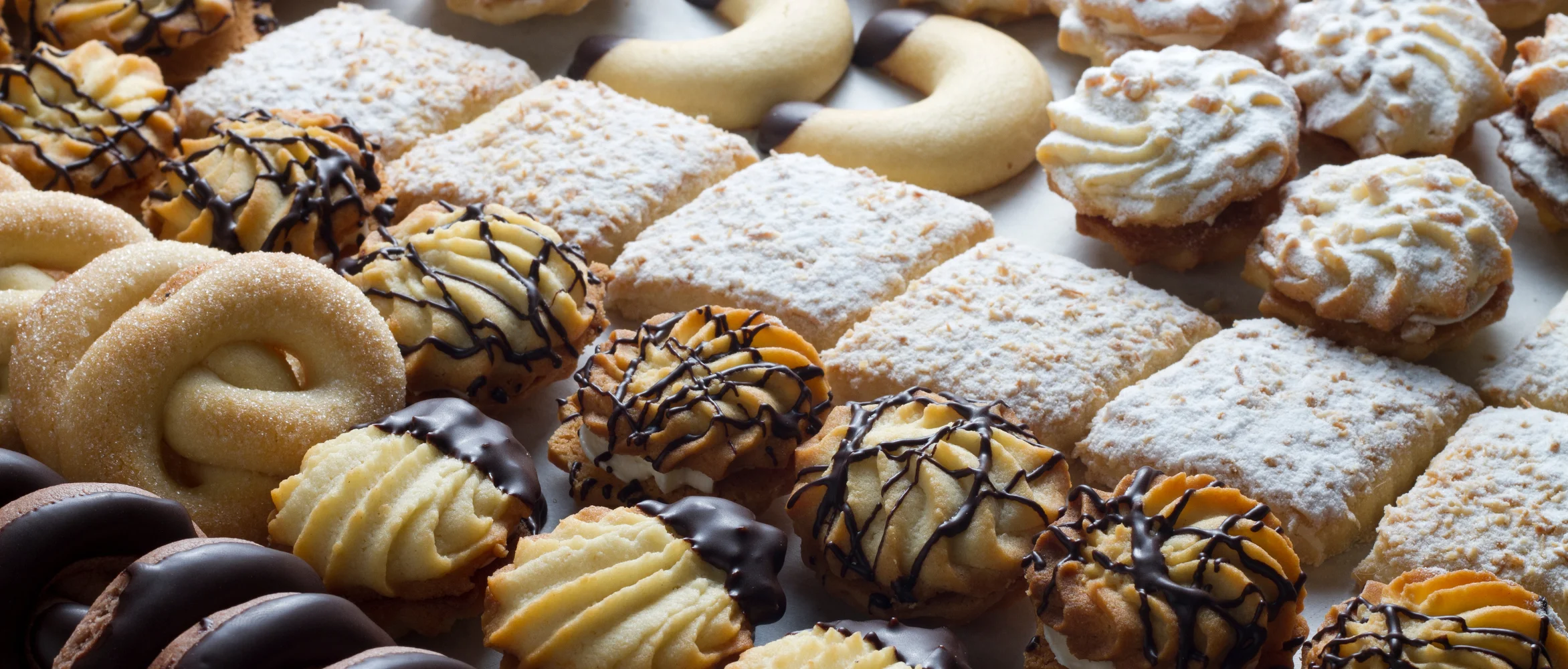 Assorted European pastries on a platter