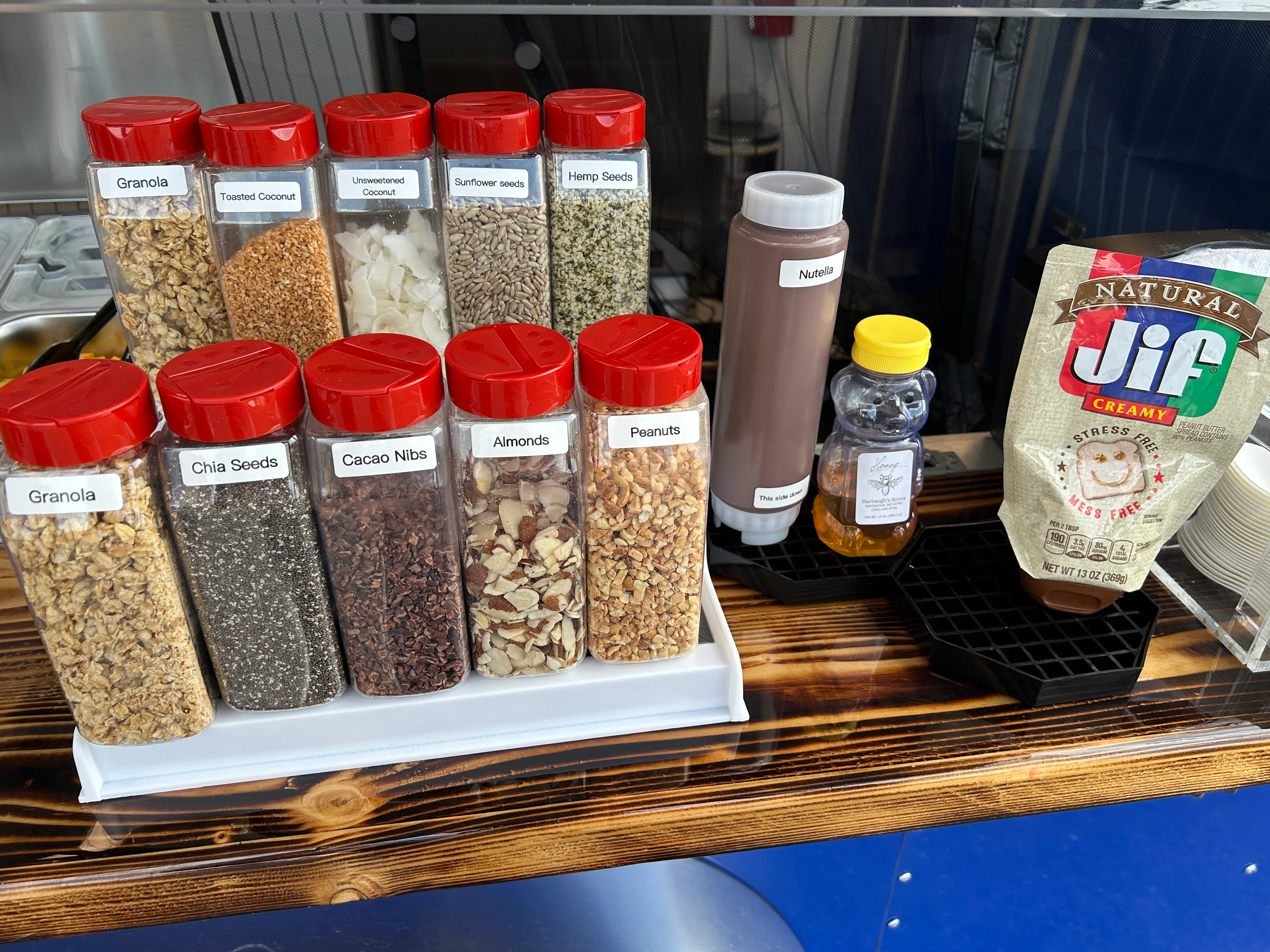 Variety of toppings for healthy bowls and snacks