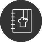 Illustration of a chef's notebook with a cooking hat icon