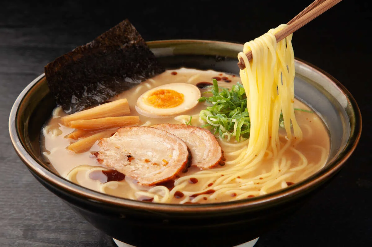 Japanese tonkotsu ramen with noodles and chashu pork