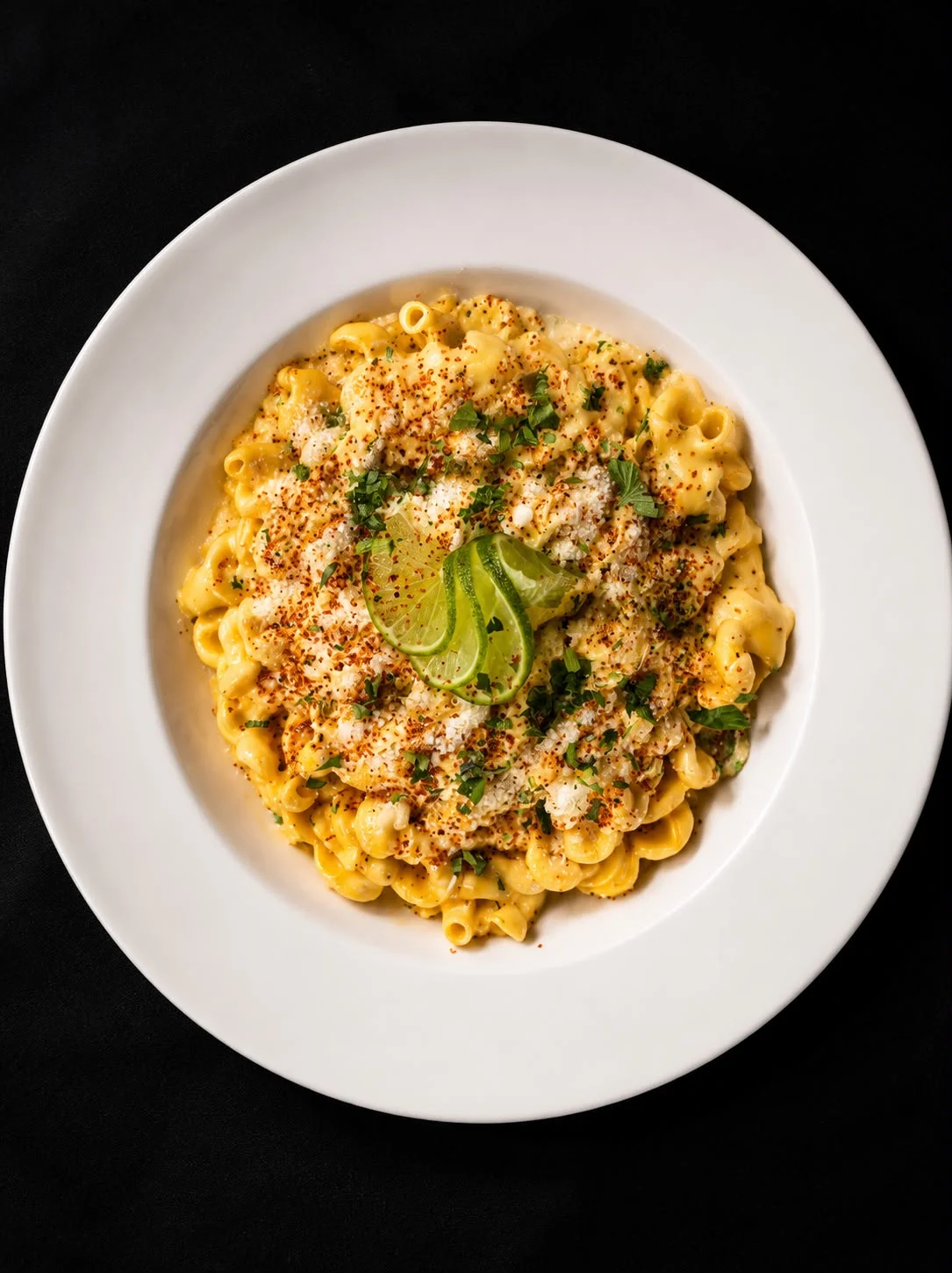 Creamy mac and cheese with lime and spices