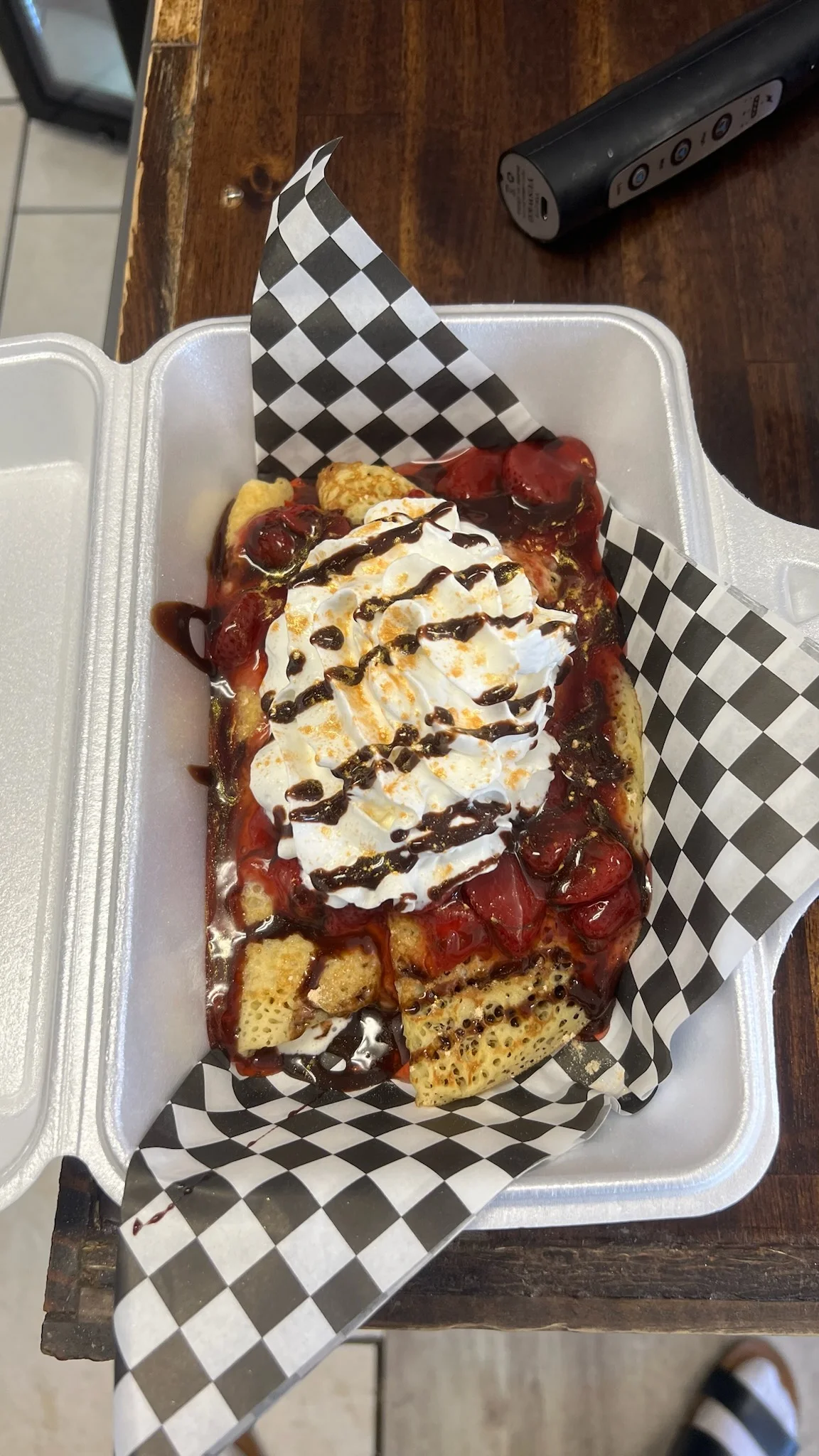 Delicious strawberry shortcake dessert with whipped cream