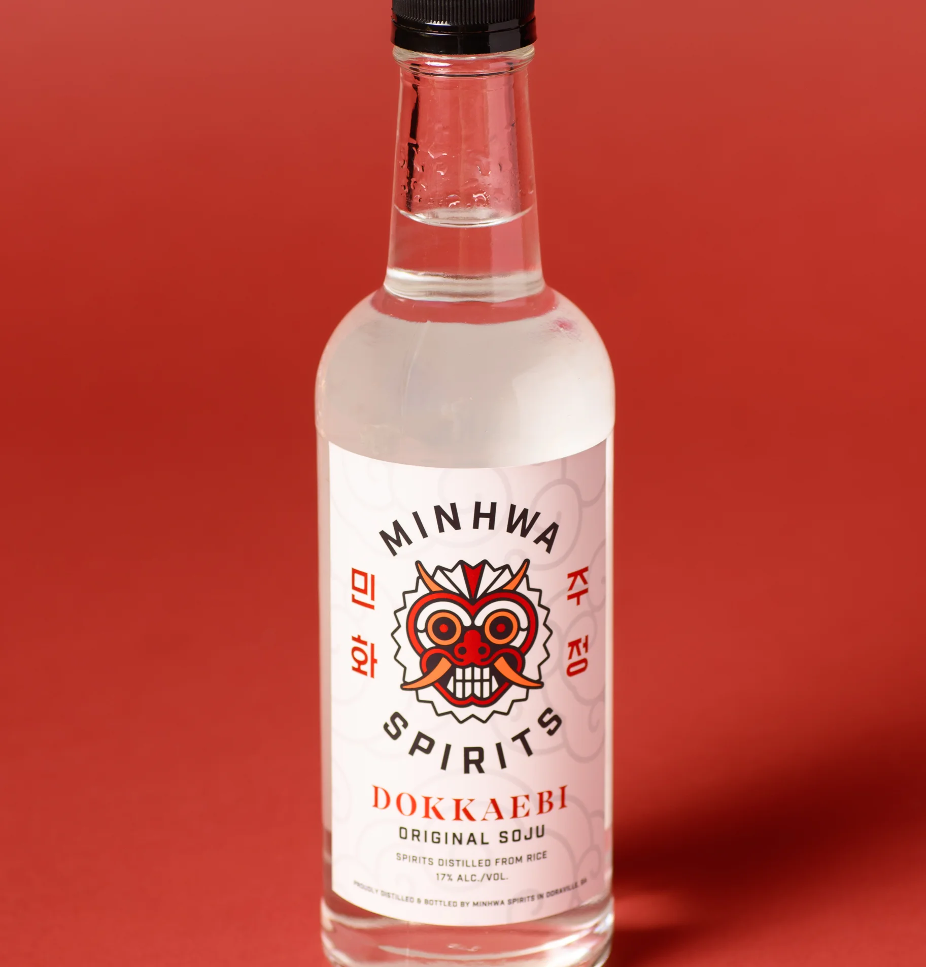 Bottle of Korean soju with traditional design