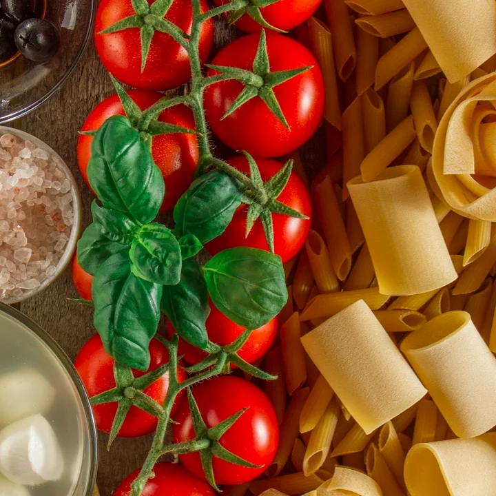 Italian pasta ingredients for a classic dish