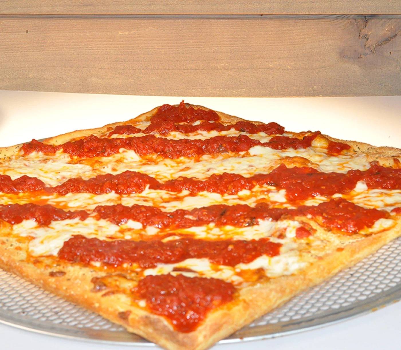 Patio's Grandma pie with stripes of marinara