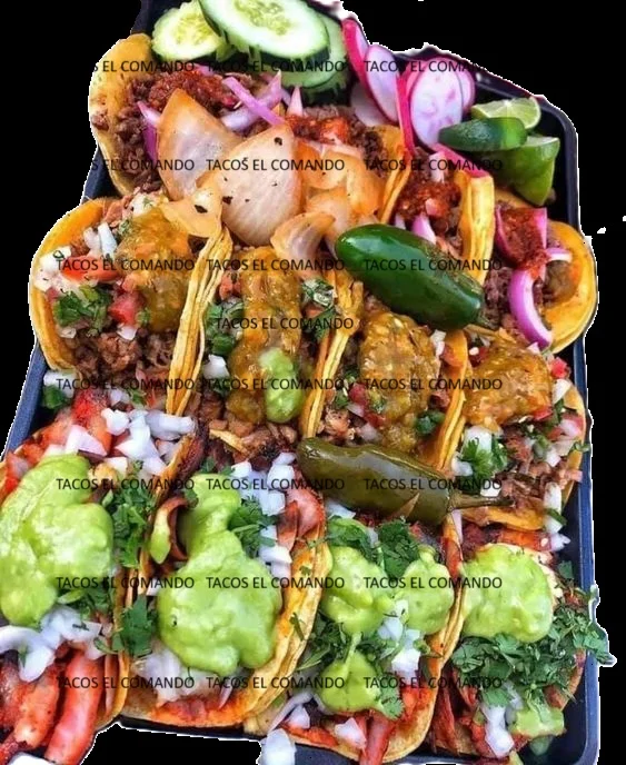 Assorted Mexican street tacos with vibrant toppings