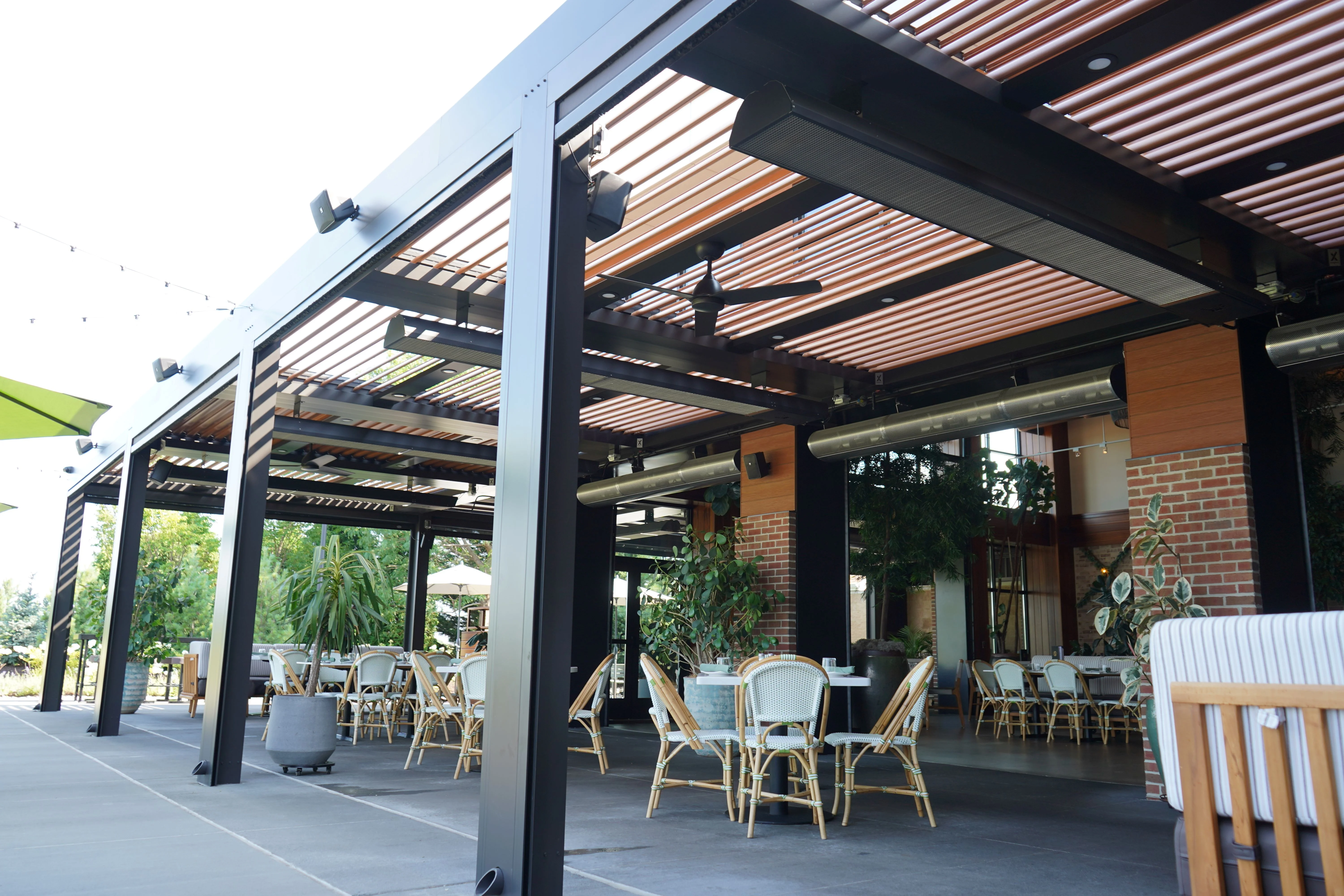 Stylish outdoor dining area with modern decor