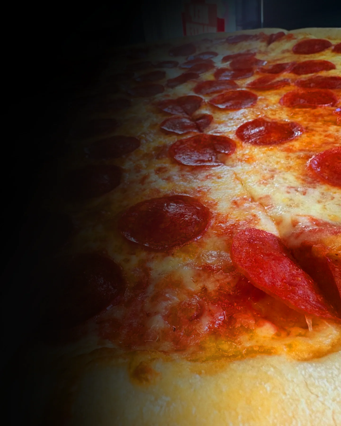 Pepperoni pizza with melted cheese and crispy crust