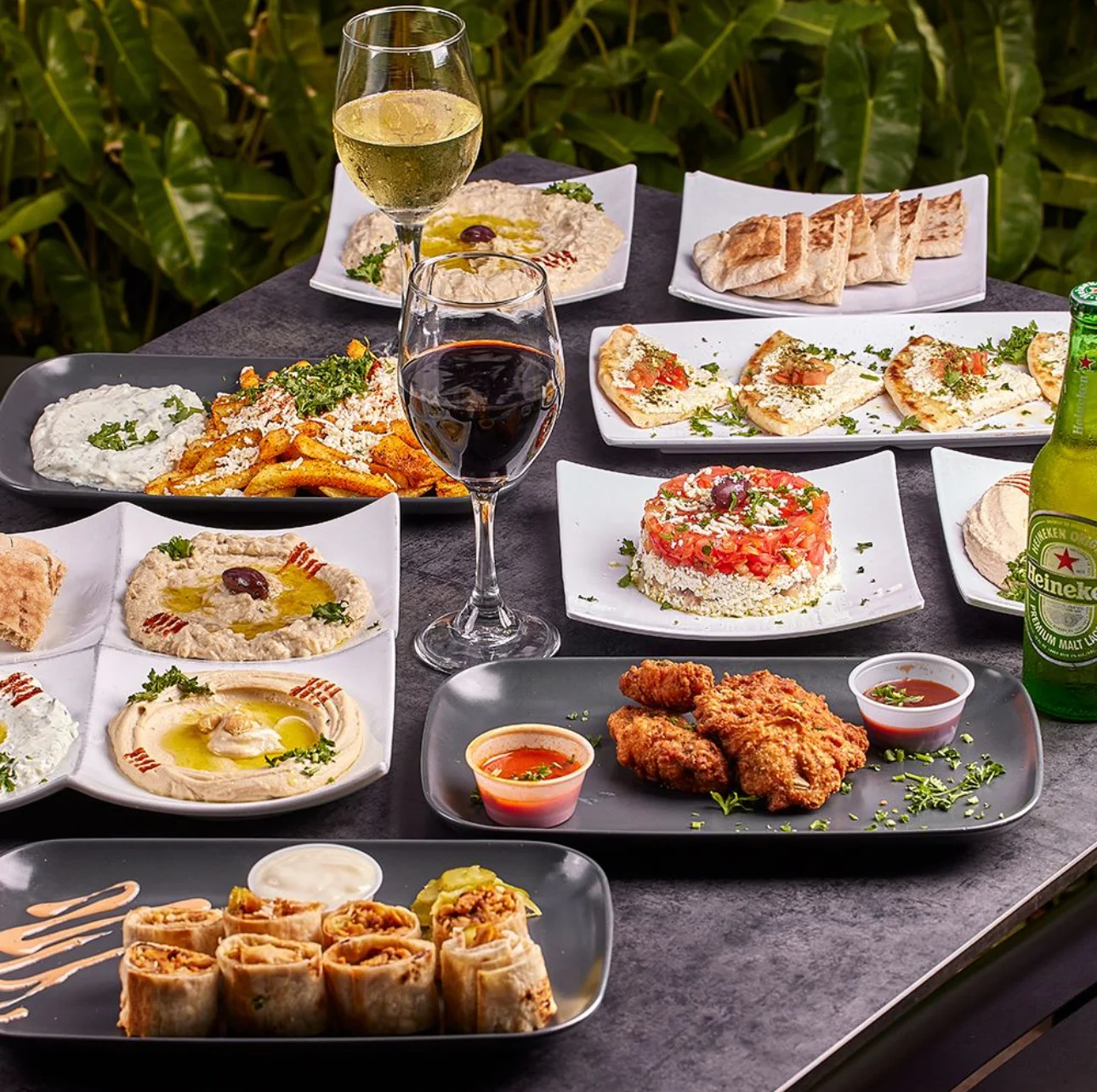 A Mediterranean spread at Sufrat Grill.