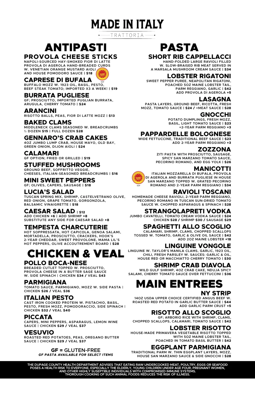 Delicious food items displayed on a restaurant menu.
