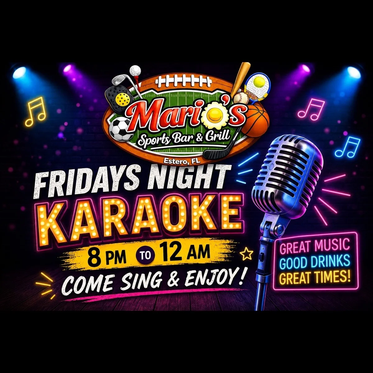 Karaoke night event at Mario's Sports Bar in Estero, FL