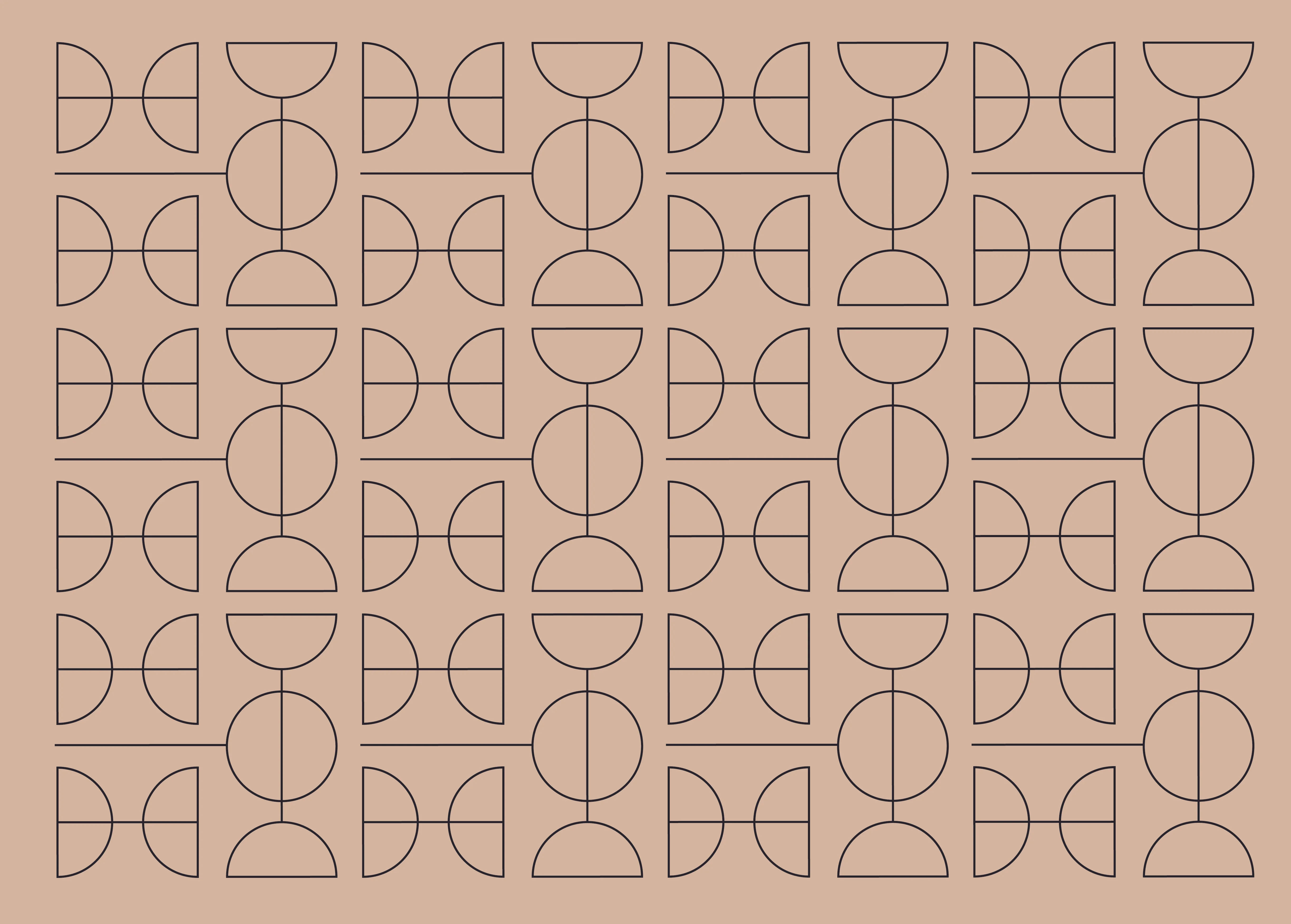 Geometric pattern design with circles and semi-circles